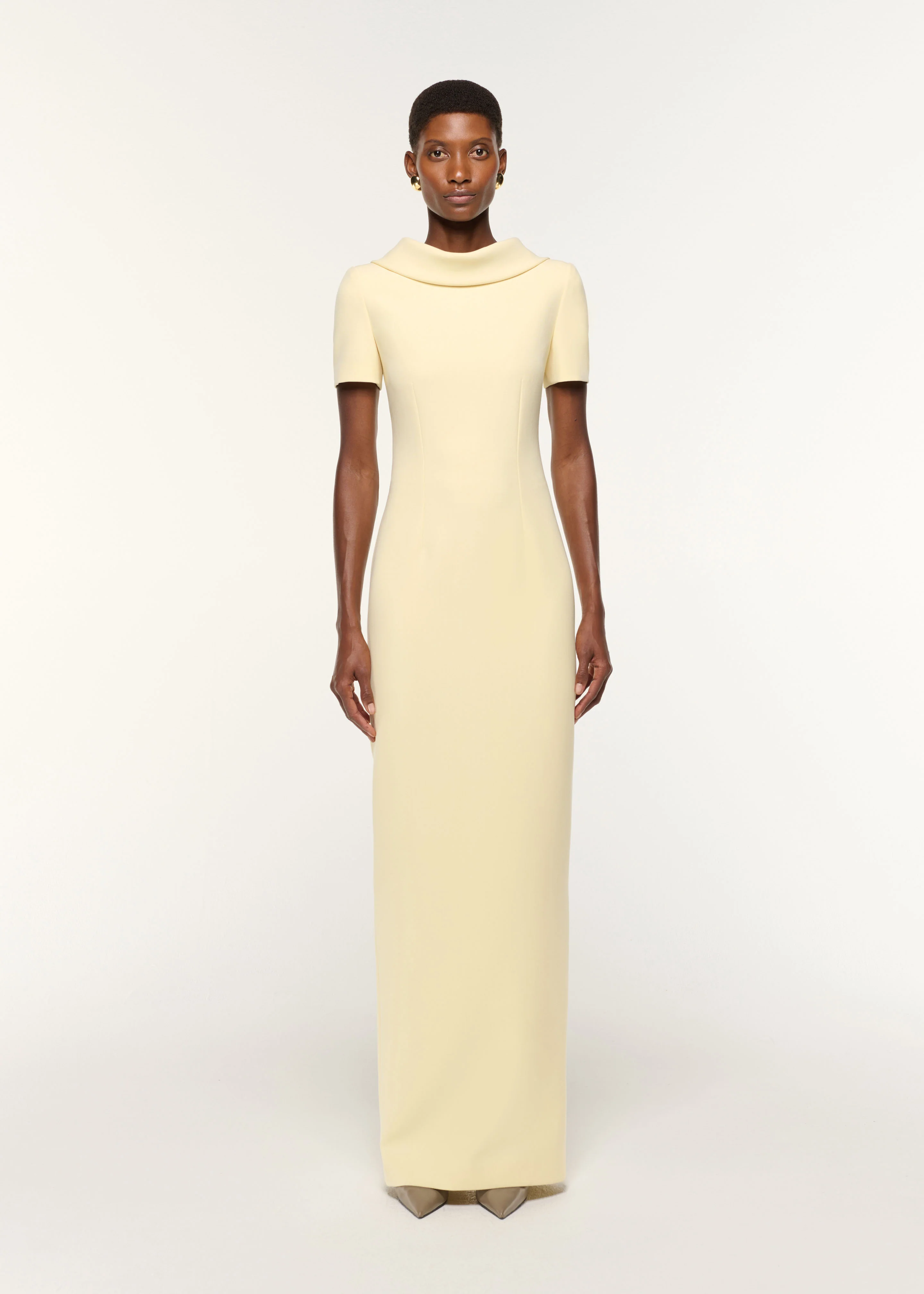 Collared Crepe Gown