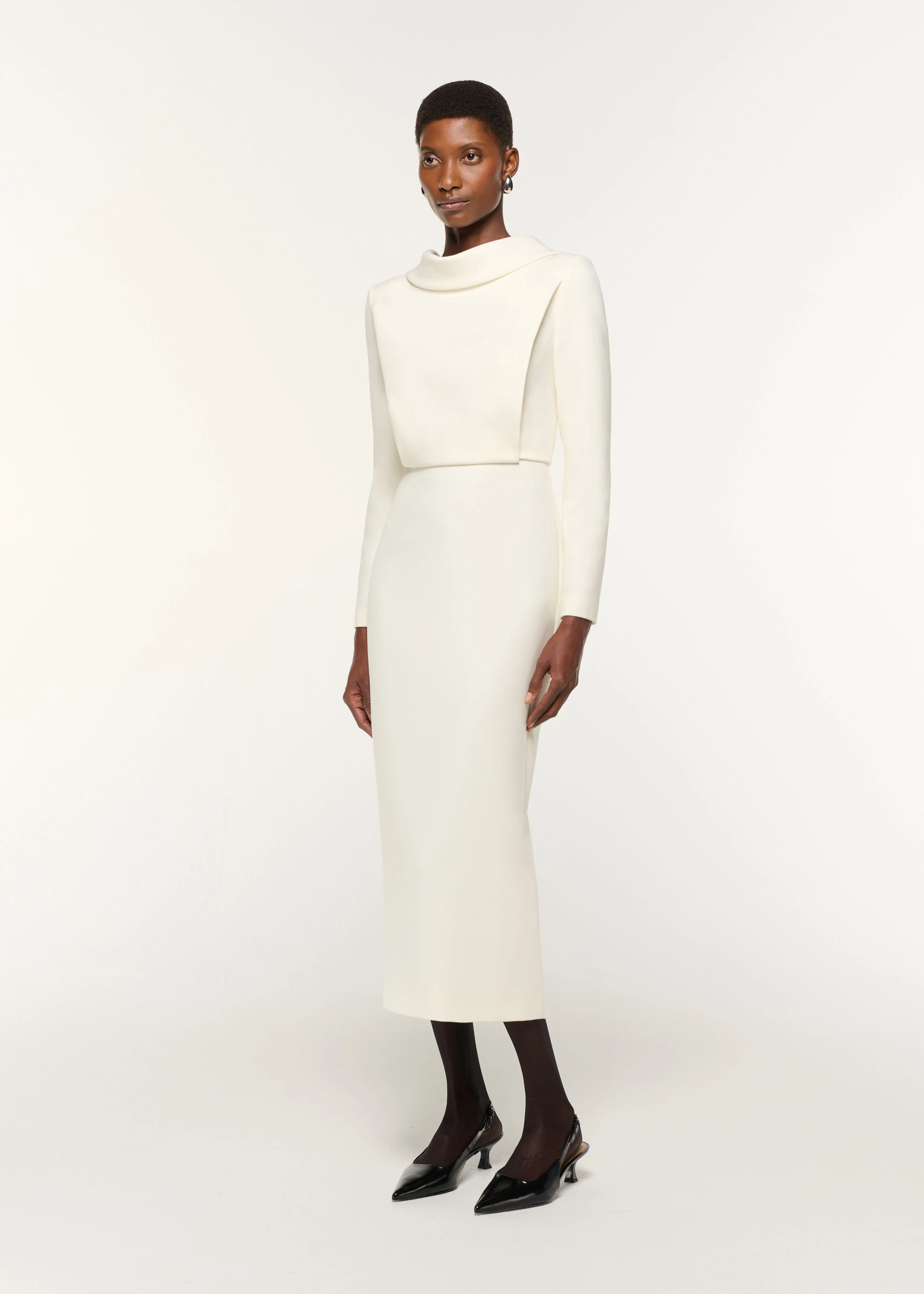 Collared Crepe Midi Dress - Image 2