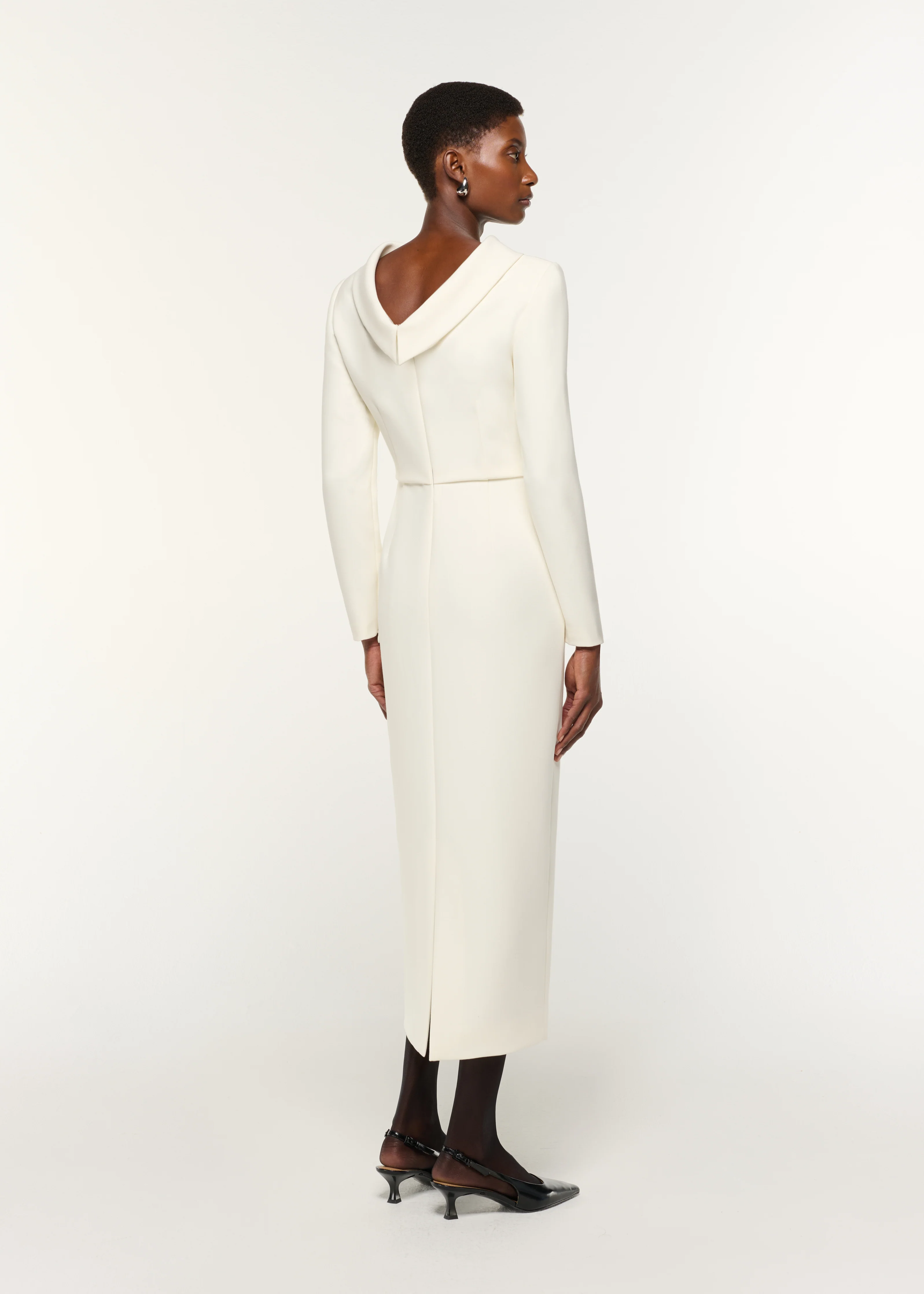 Collared Crepe Midi Dress - Image 3