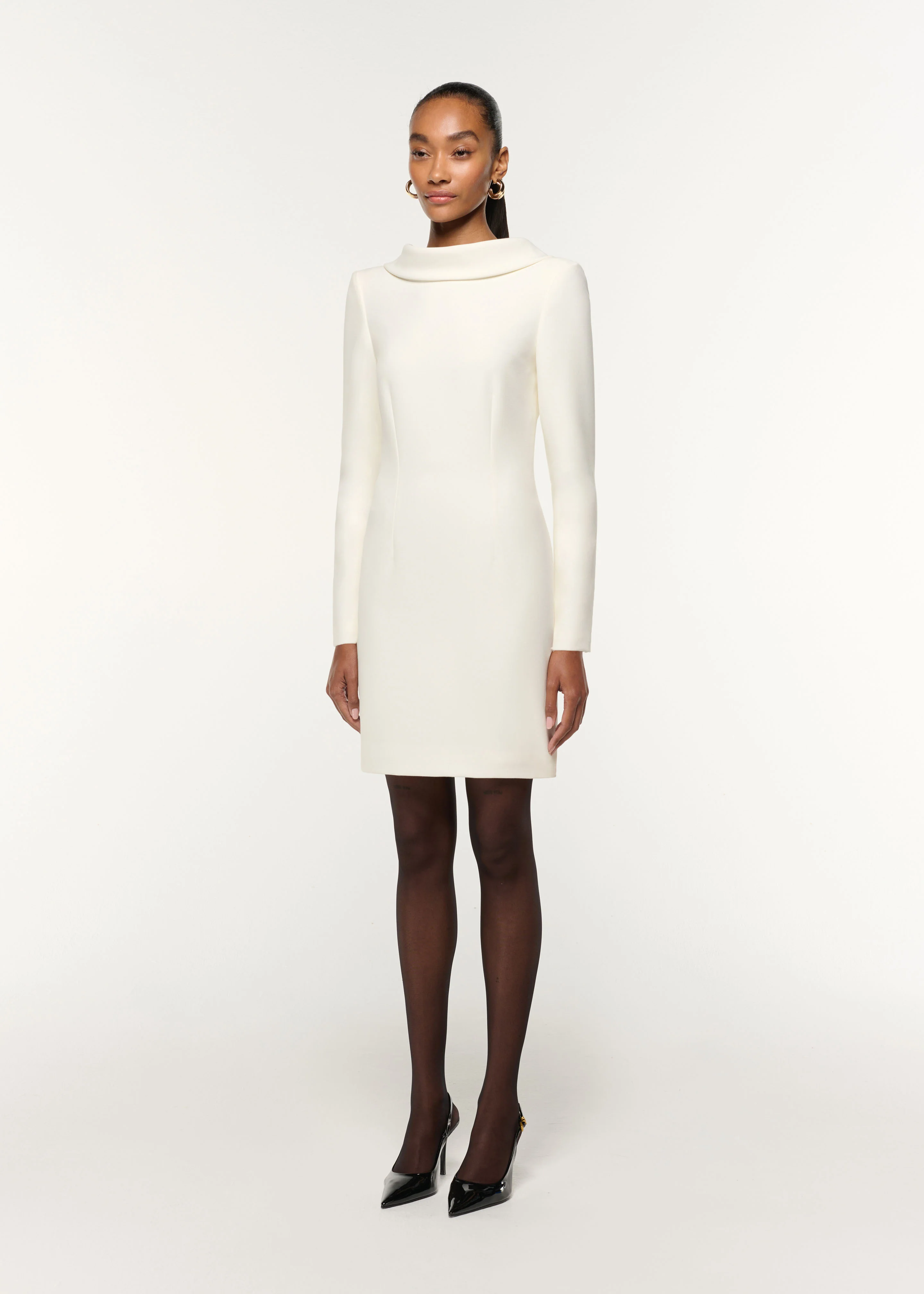 Collared Crepe Mini Dress - Image 2