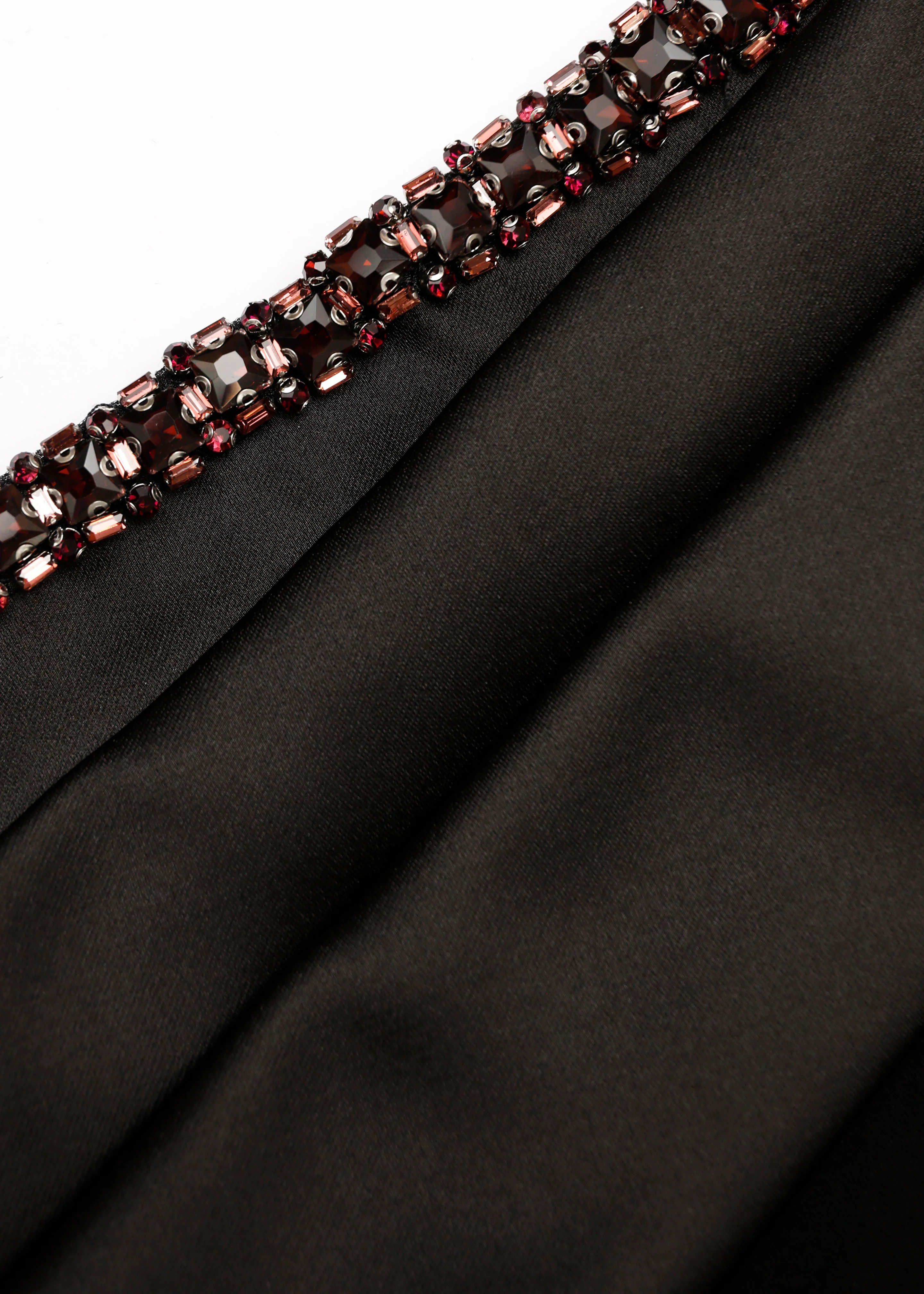 Contrast Crystal Trimmed Bow Satin Crepe Gown - Image 5