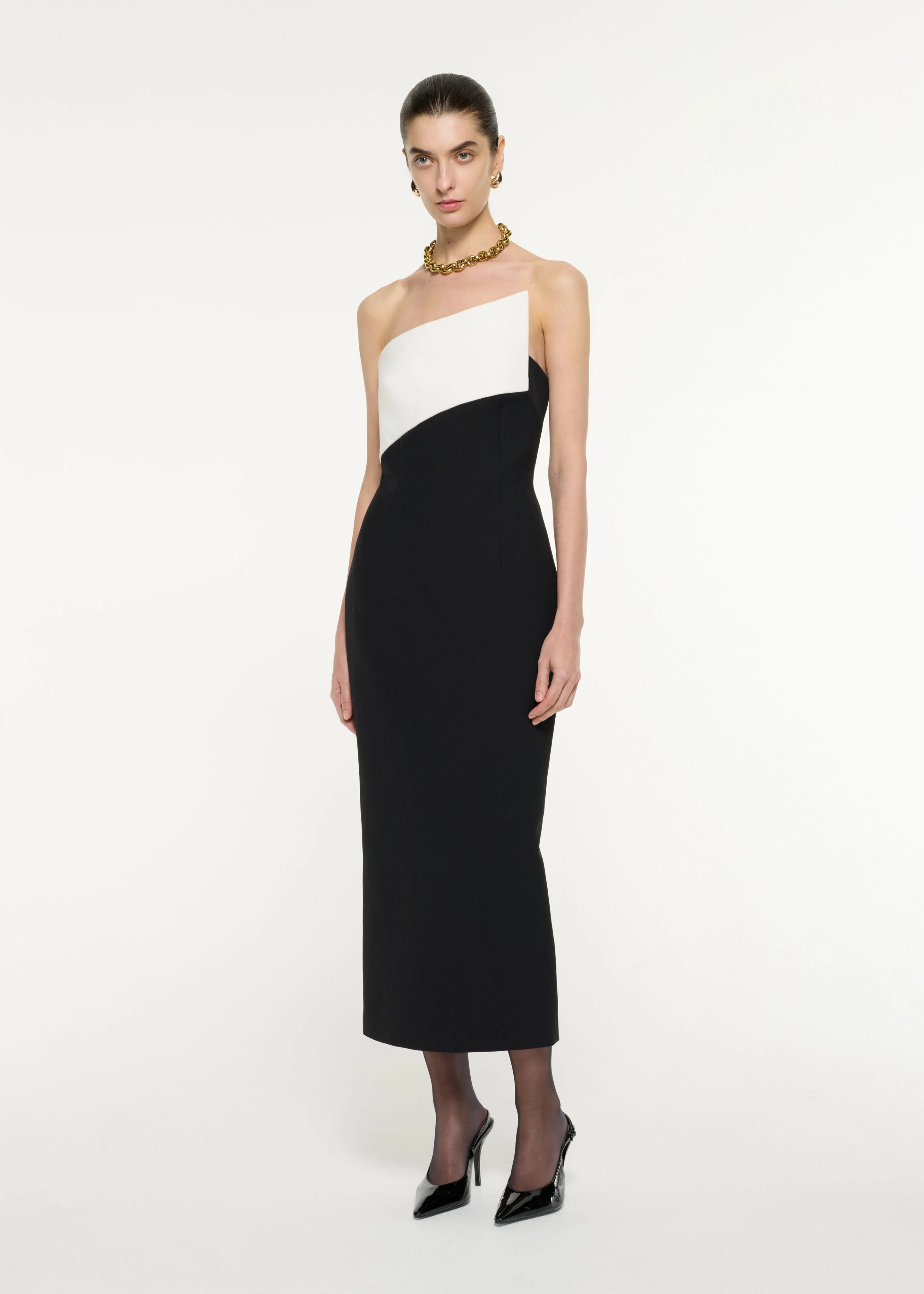Contrast Panel Midi Dress - Image 2