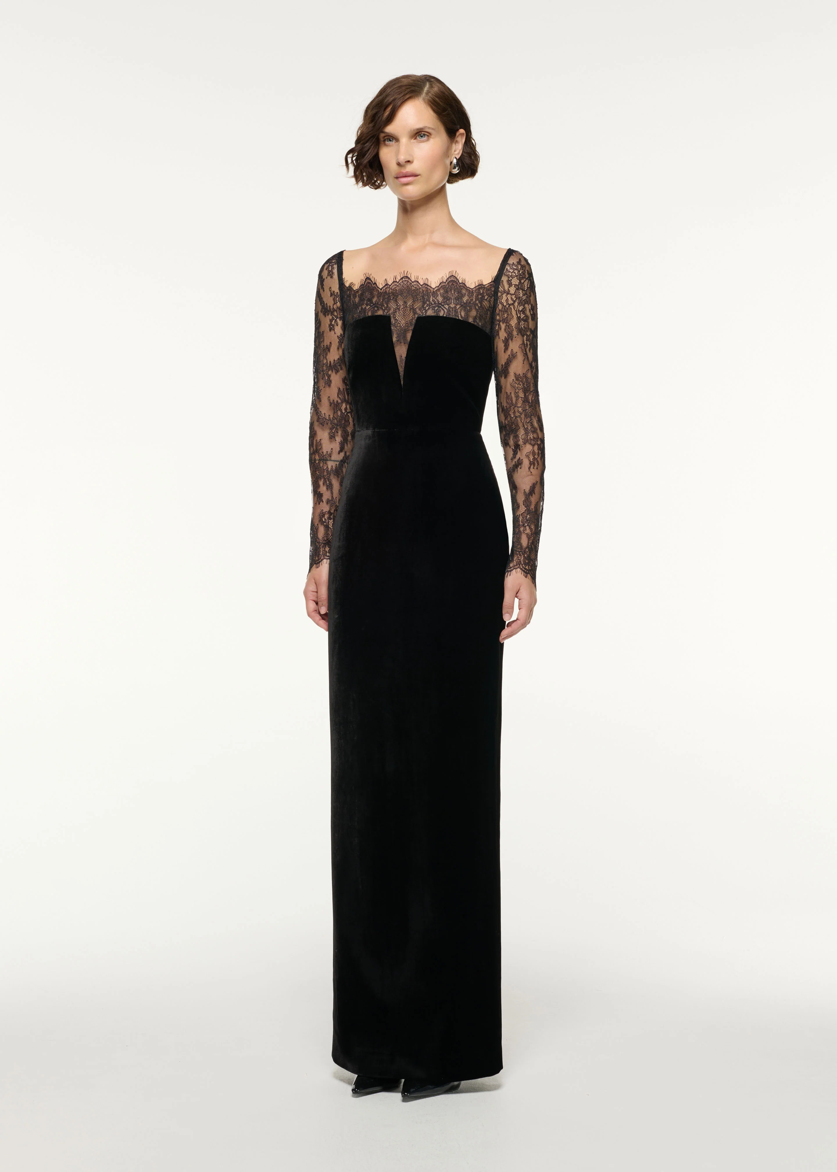 Scalloped Lace And Velvet Gown - Image 2