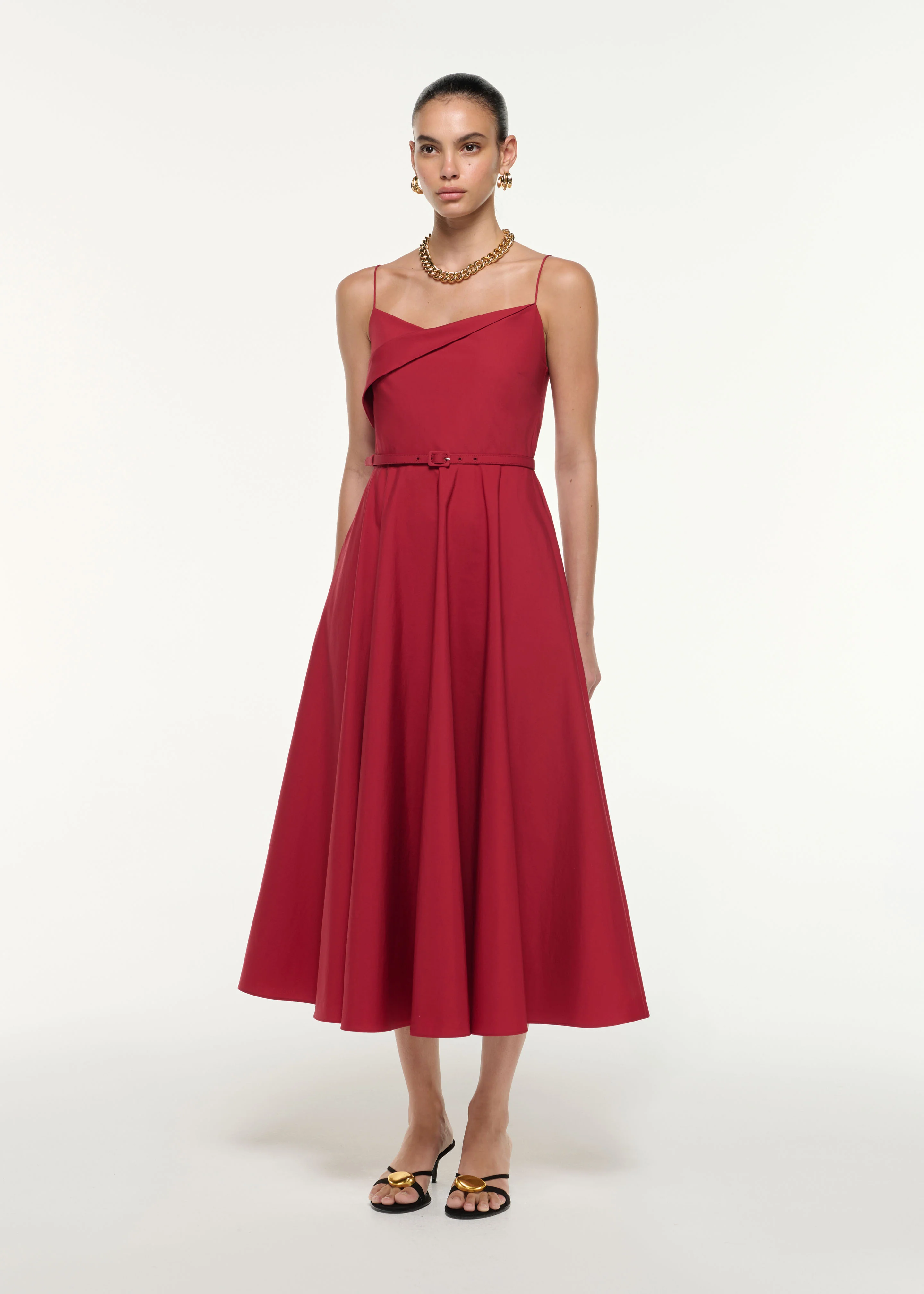 Cotton Poplin Strap Midi Dress - Image 2
