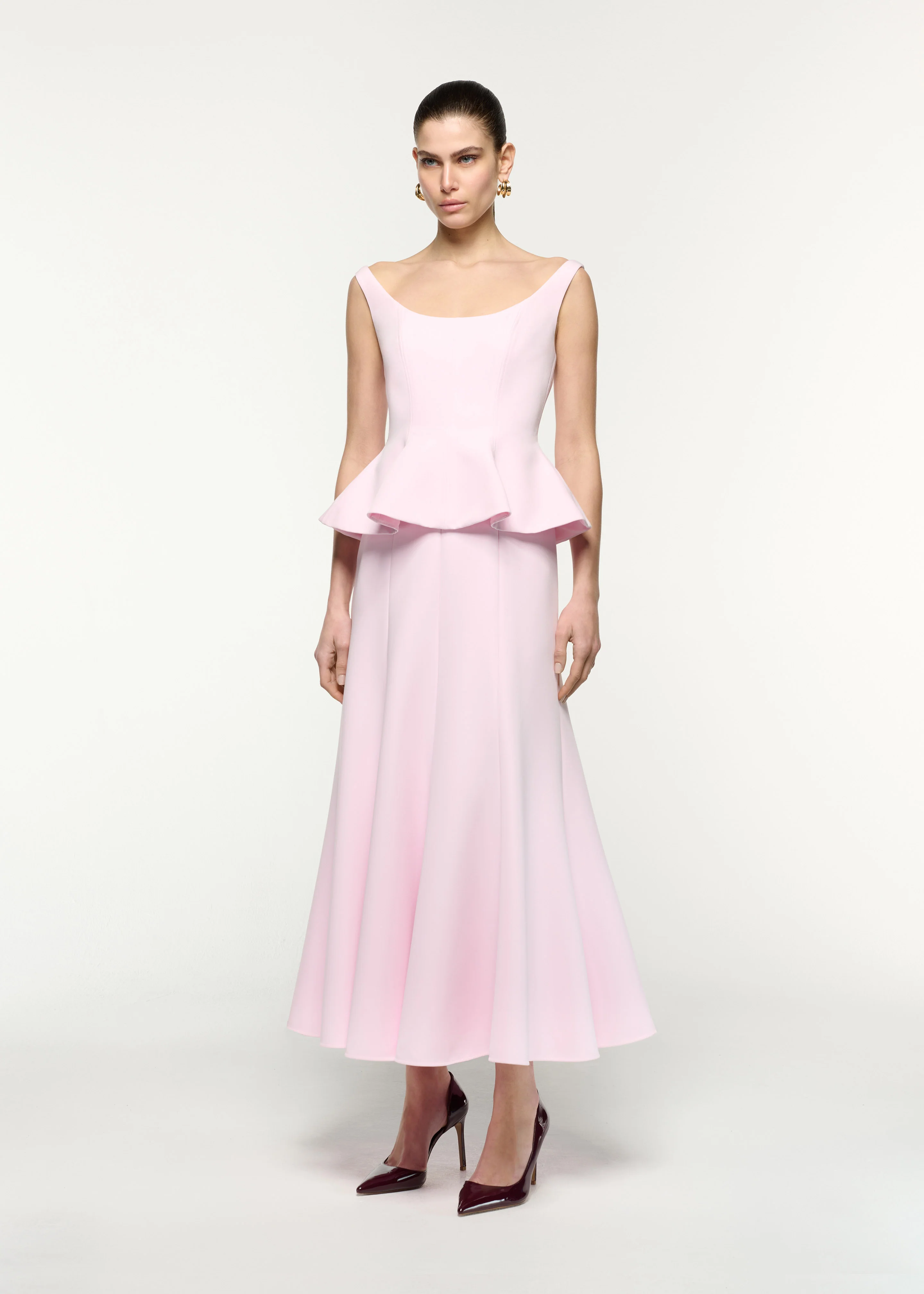 Crepe Peplum Midi Dress - Image 2