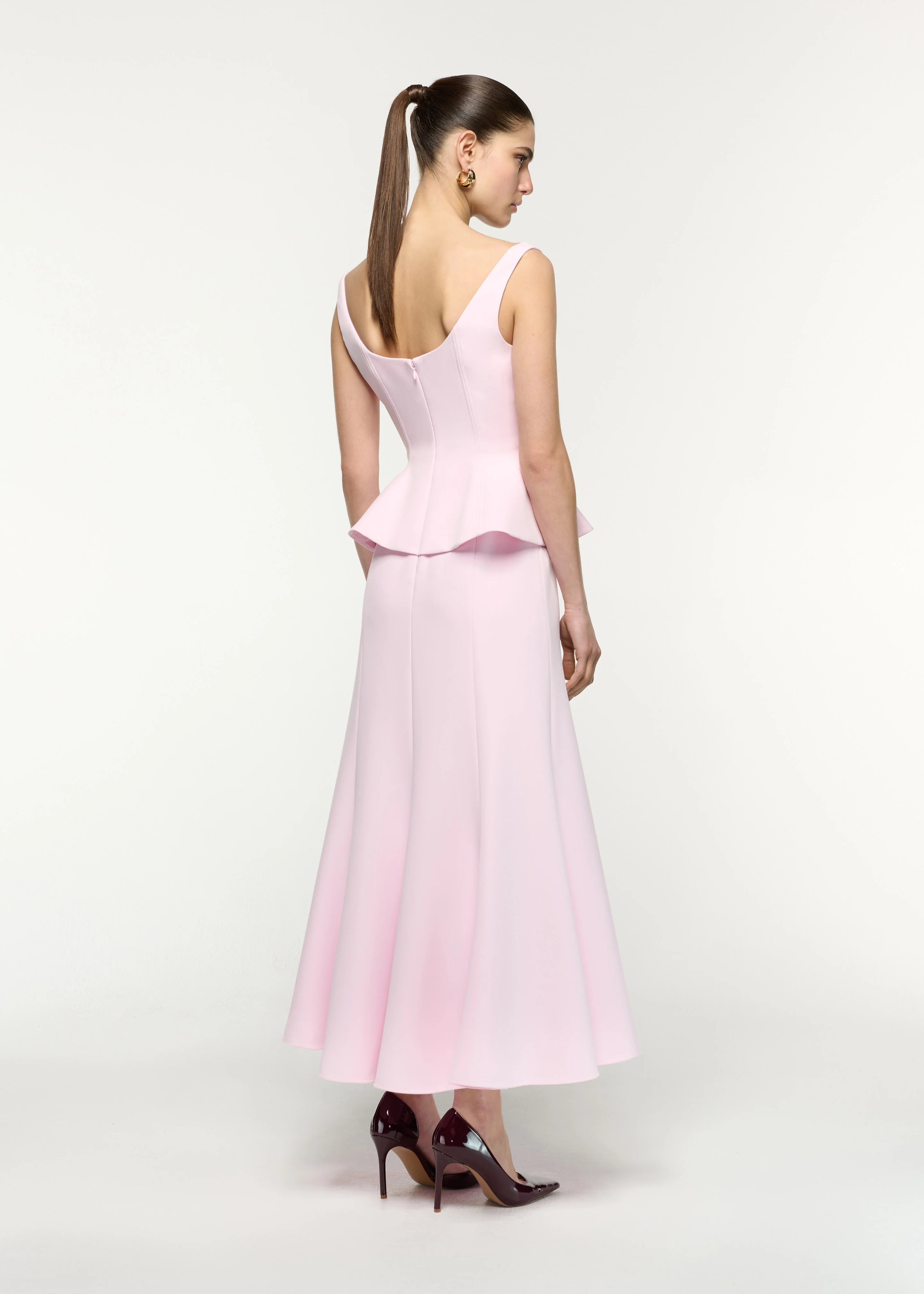 Crepe Peplum Midi Dress - Image 3