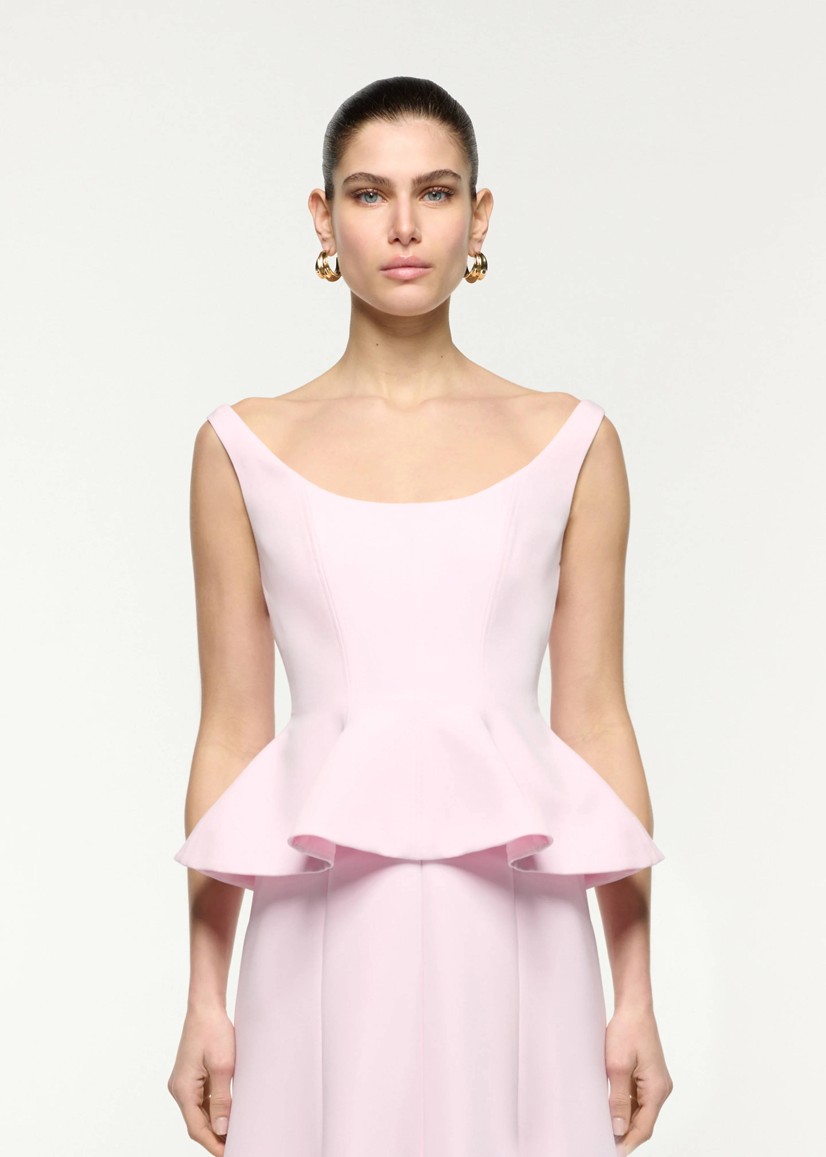 Crepe Peplum Midi Dress - Image 4