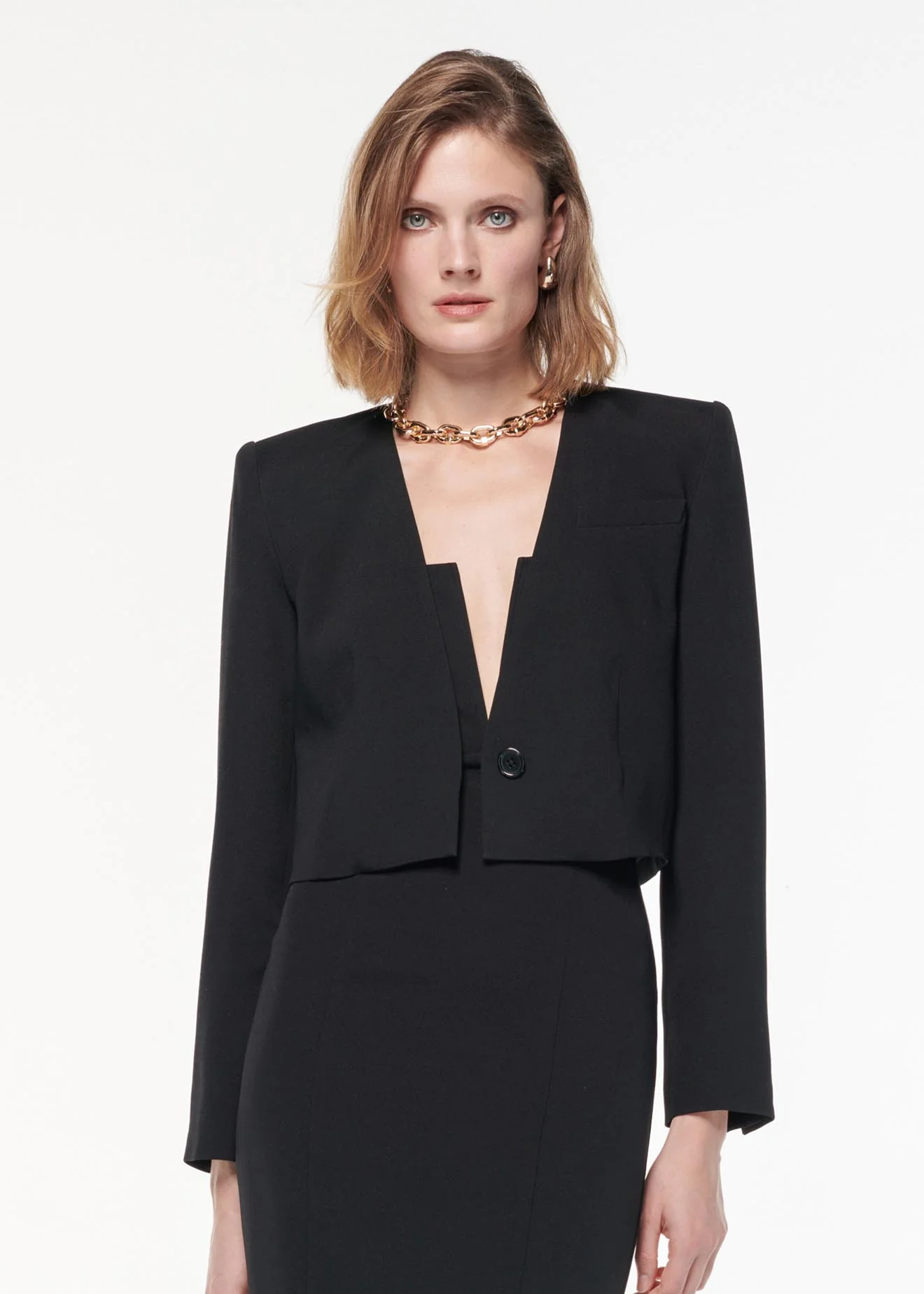 Cropped Wool Silk Jacket - Image 4