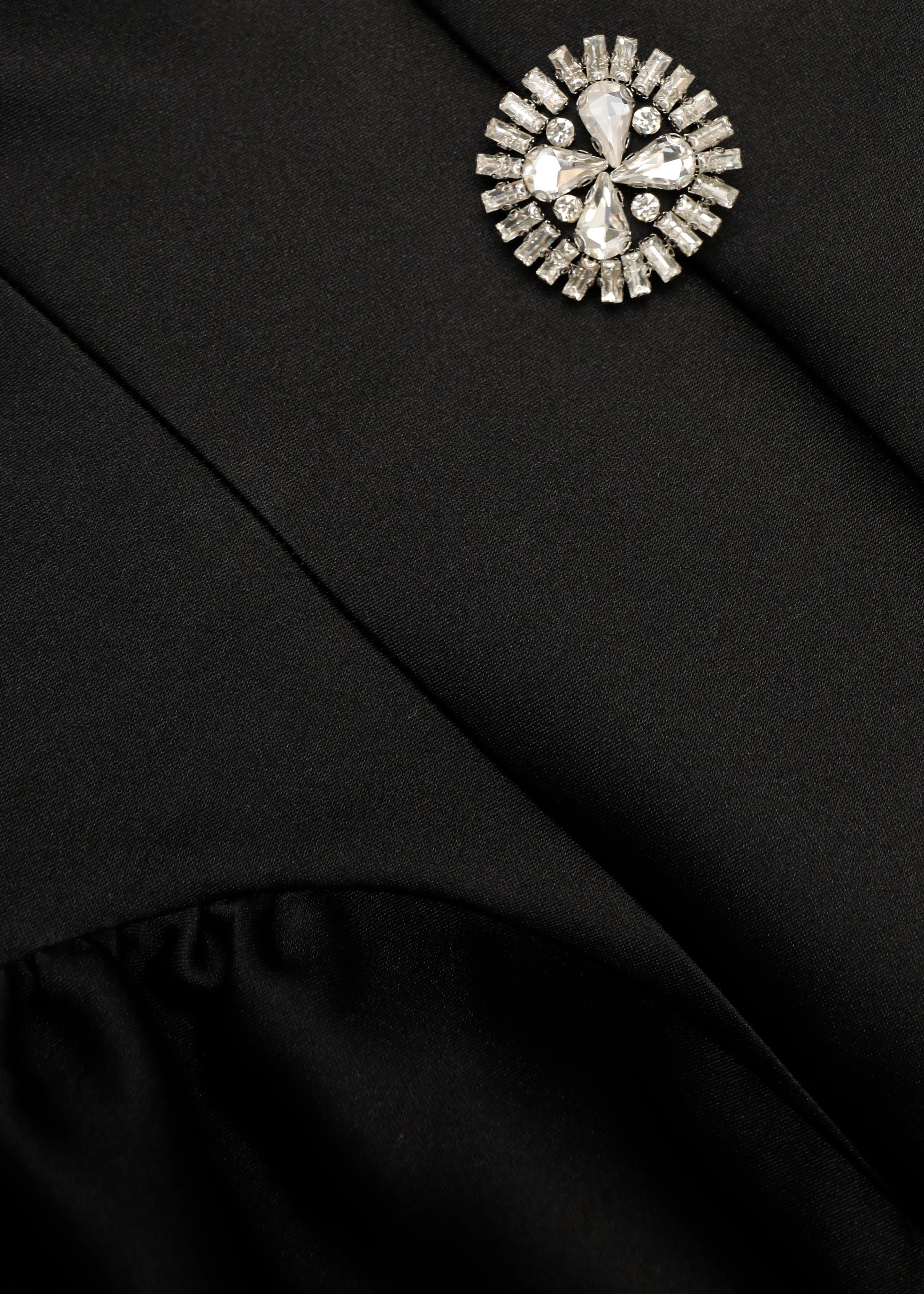 Crystal Button Peplum Taffeta Crepe Gown - Image 5