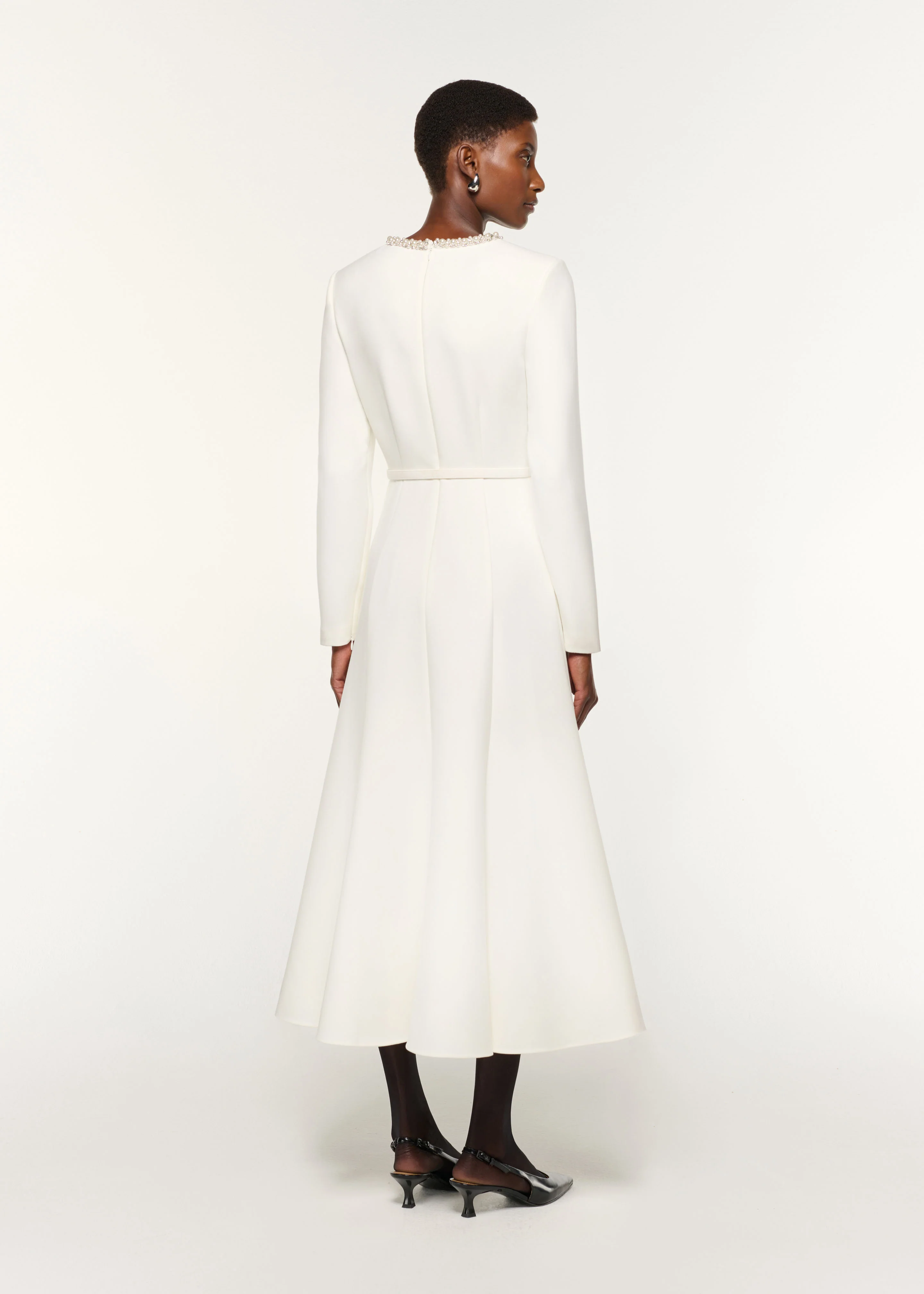 Crystal Neckline Crepe Dress - Image 3