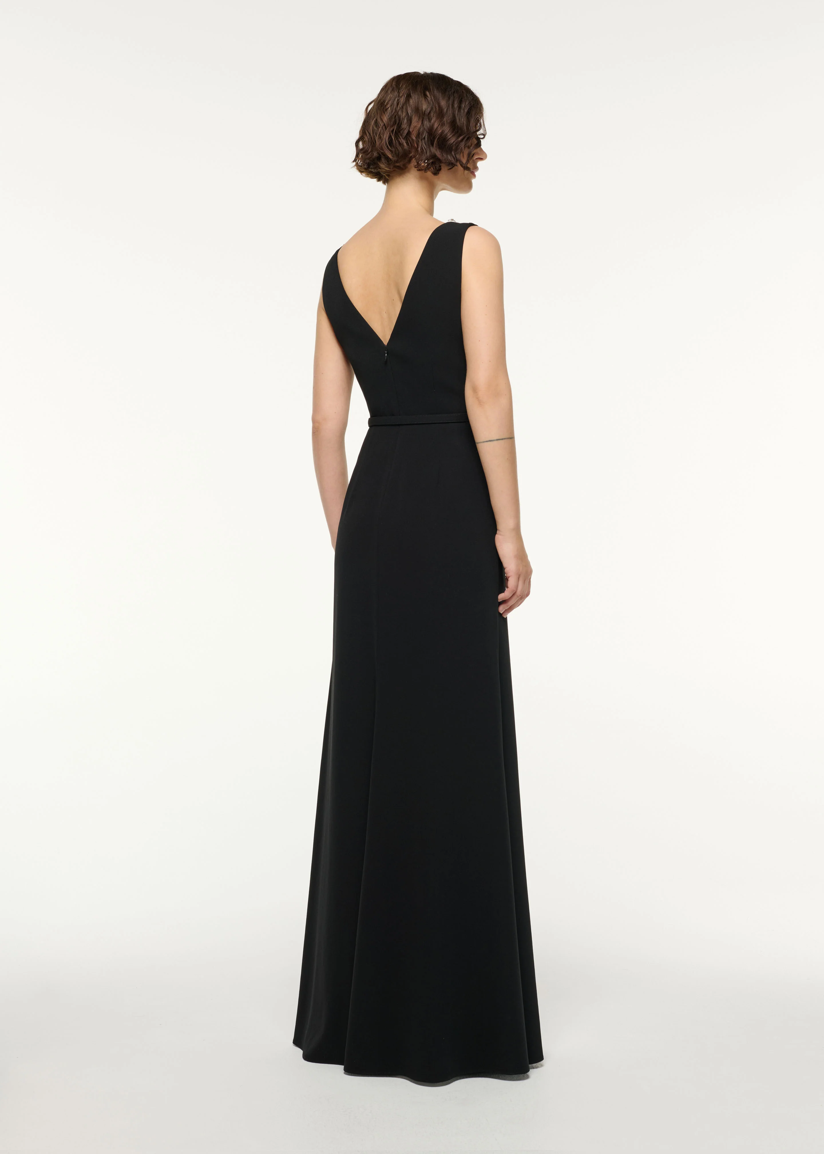 Crystal Neckline Monochrome Gathered Gown - Image 3
