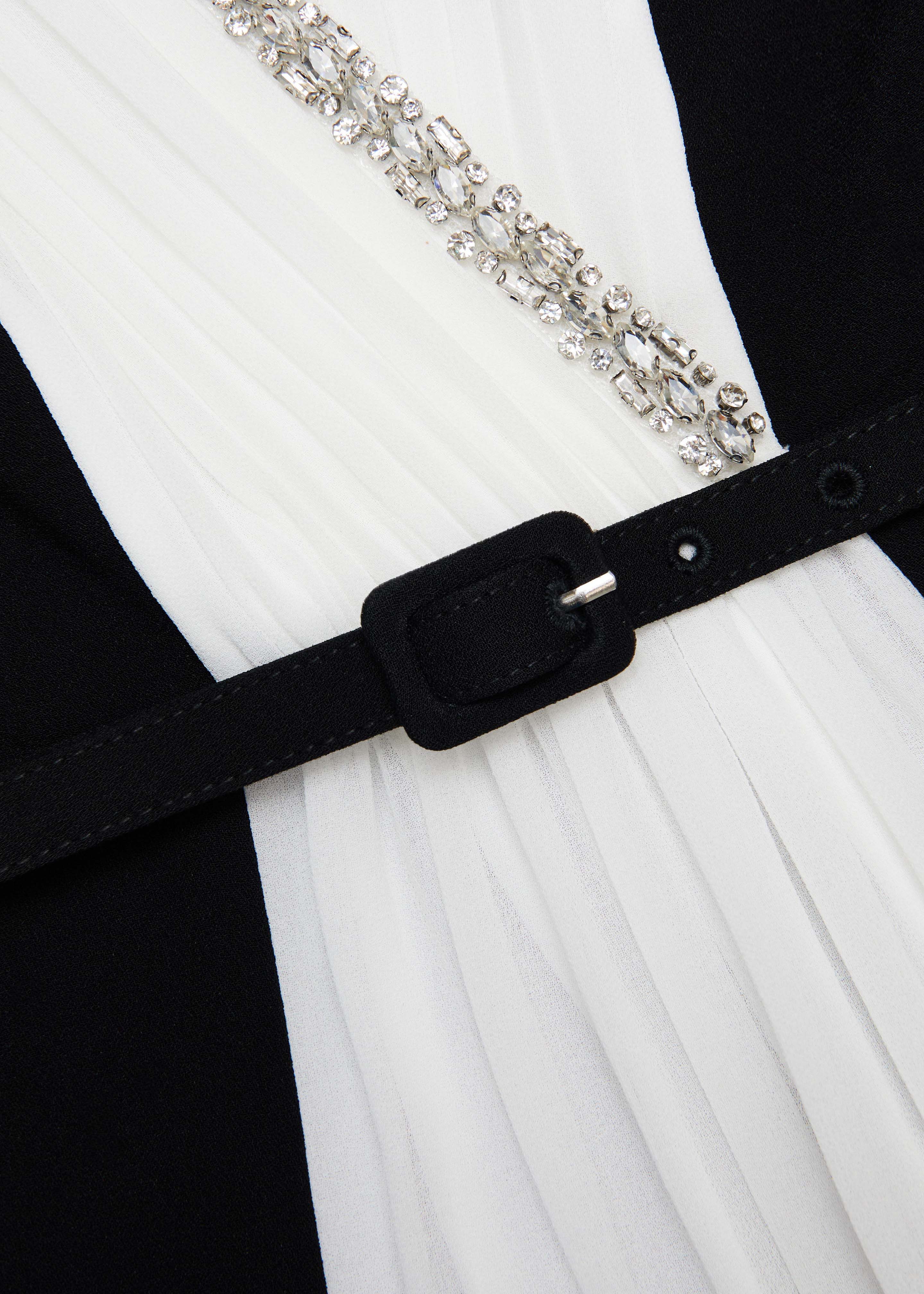 Crystal Neckline Monochrome Gathered Gown - Image 5
