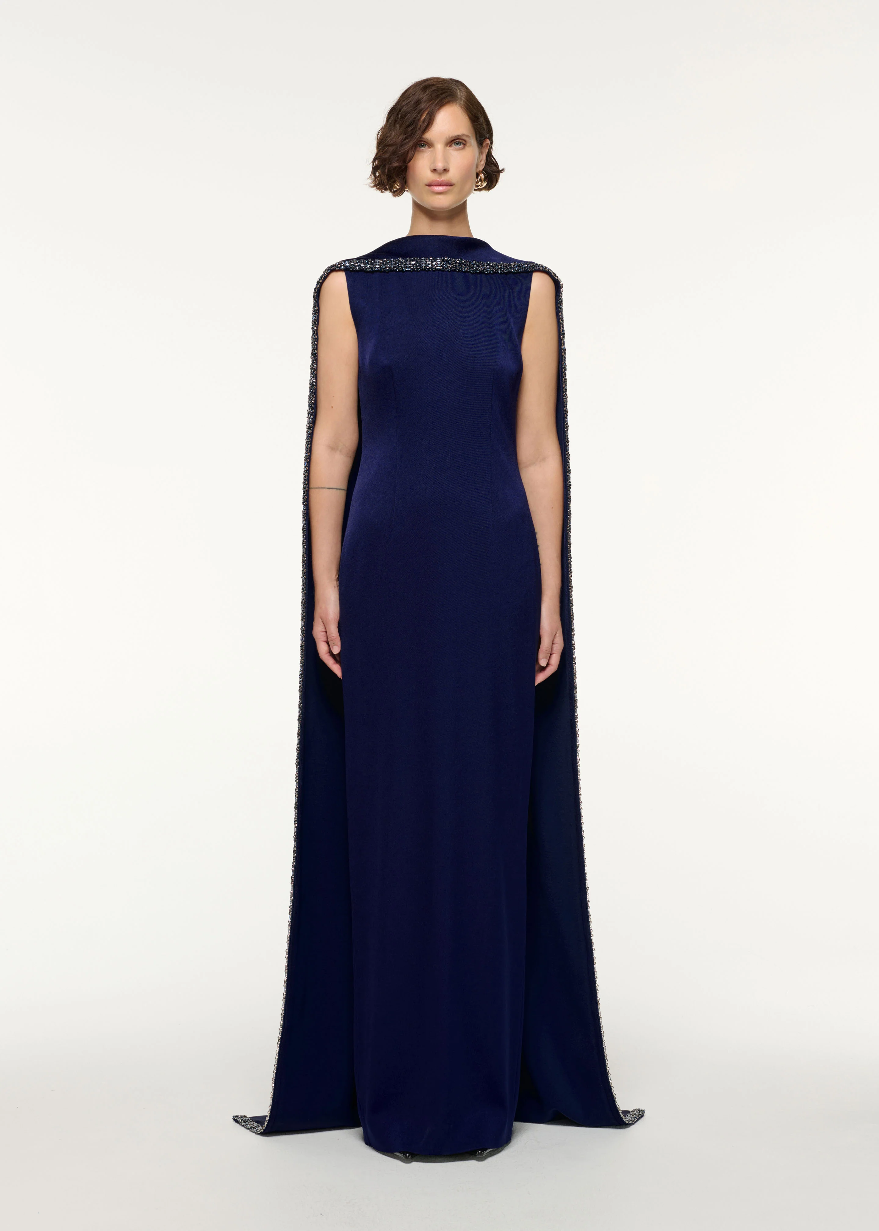 Crystal Trimmed Cape Gown