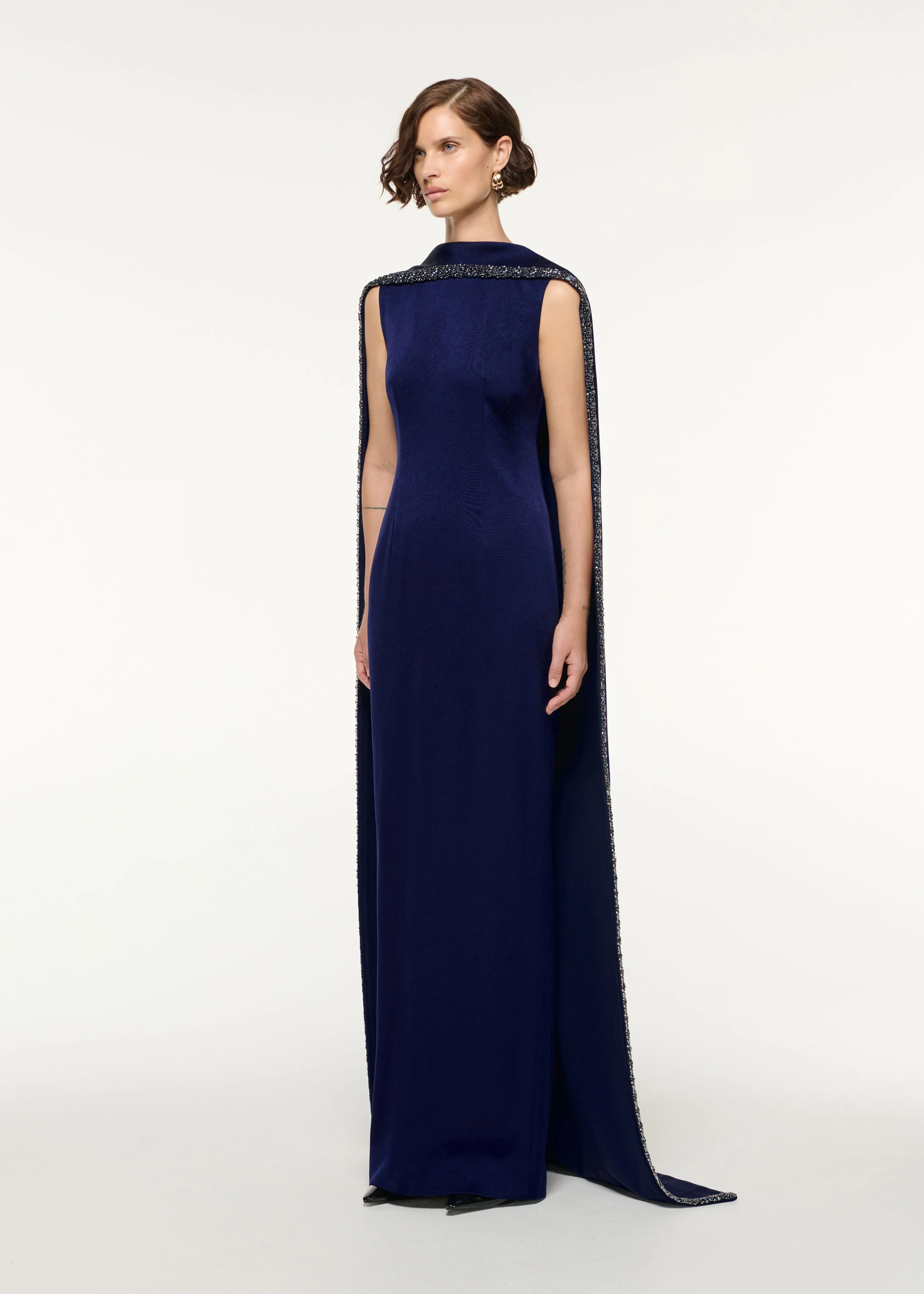 Crystal Trimmed Cape Gown - Image 2