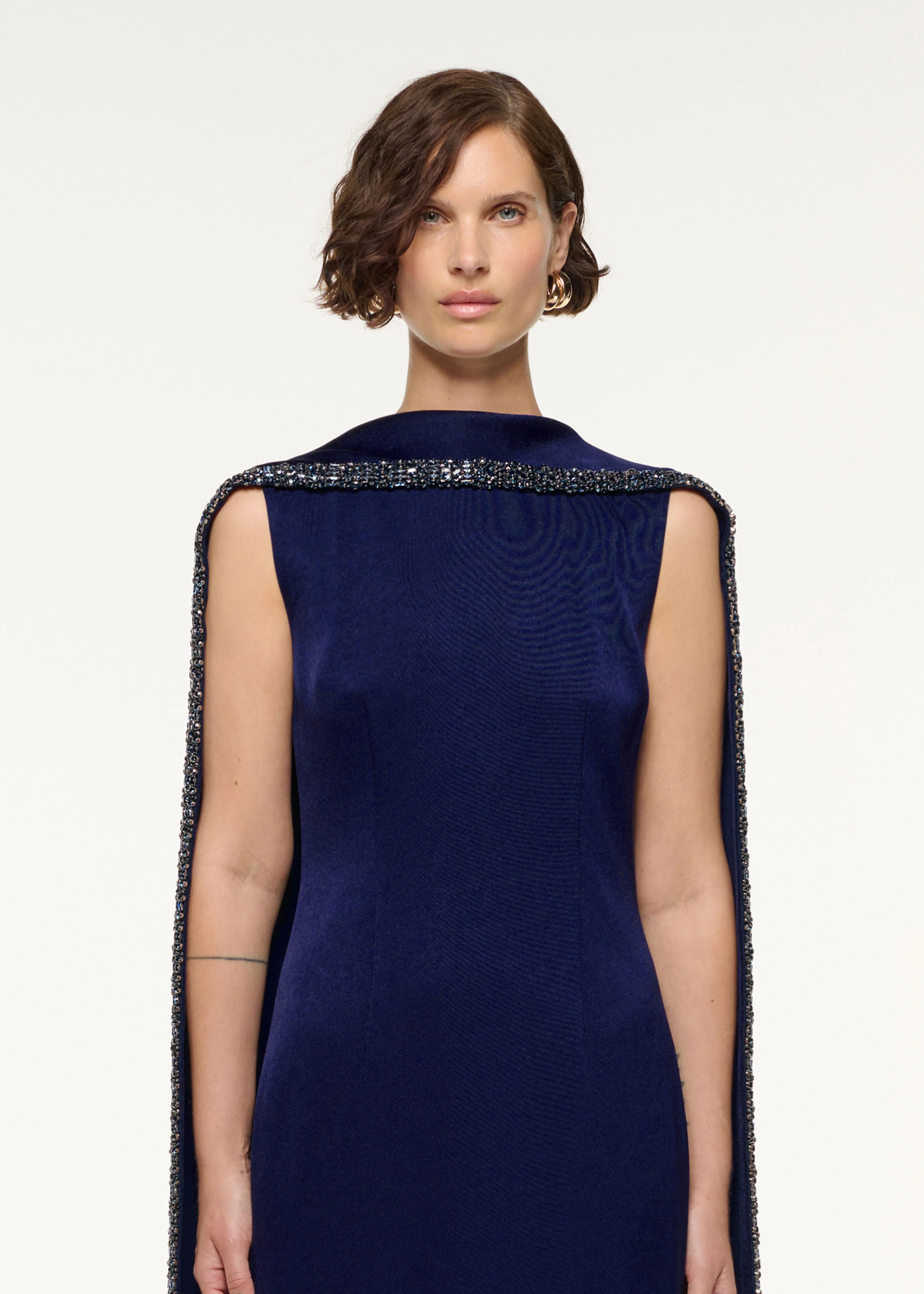 Crystal Trimmed Cape Gown - Image 4
