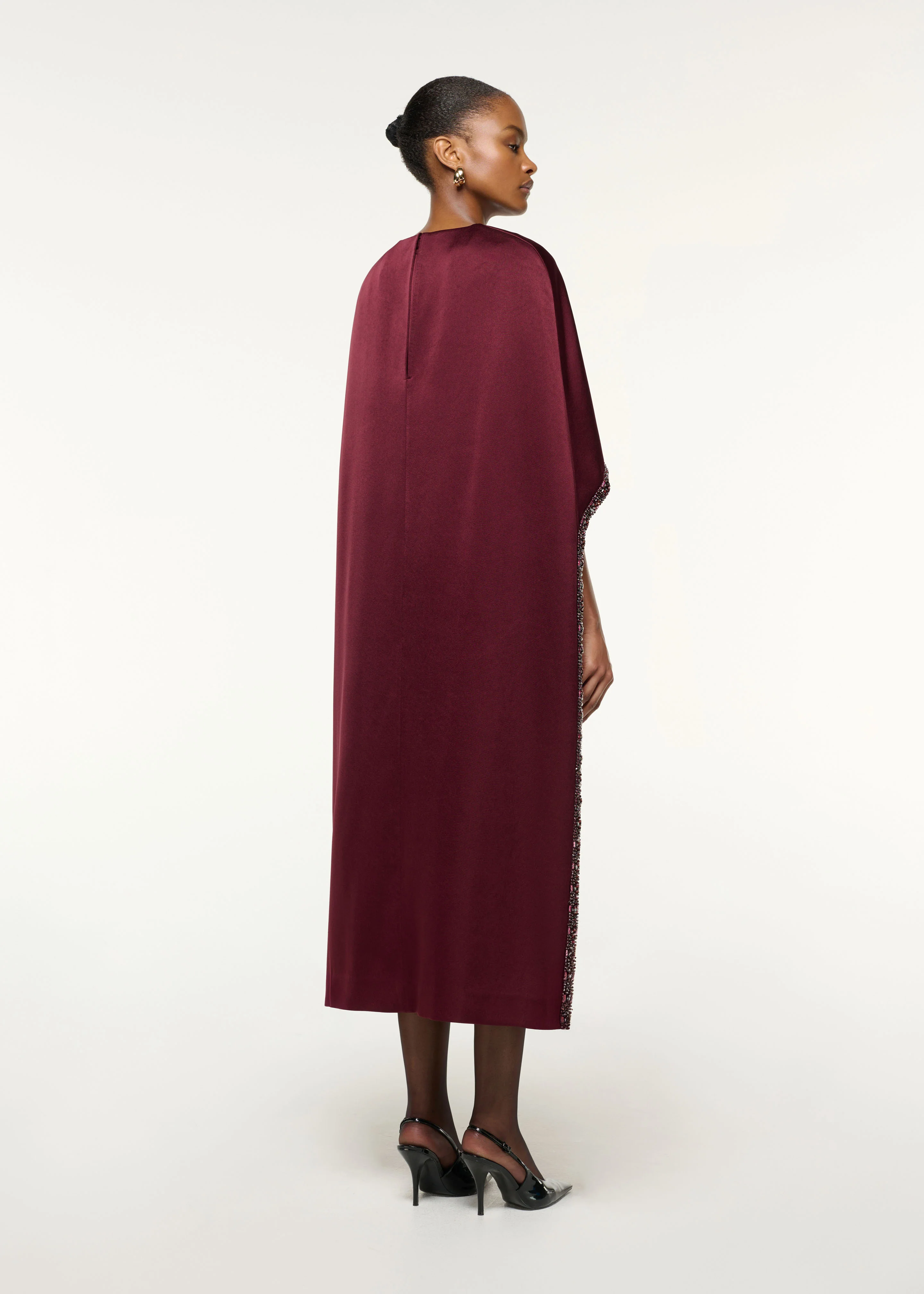 Crystal Trimmed Cape Midi Dress - Image 3
