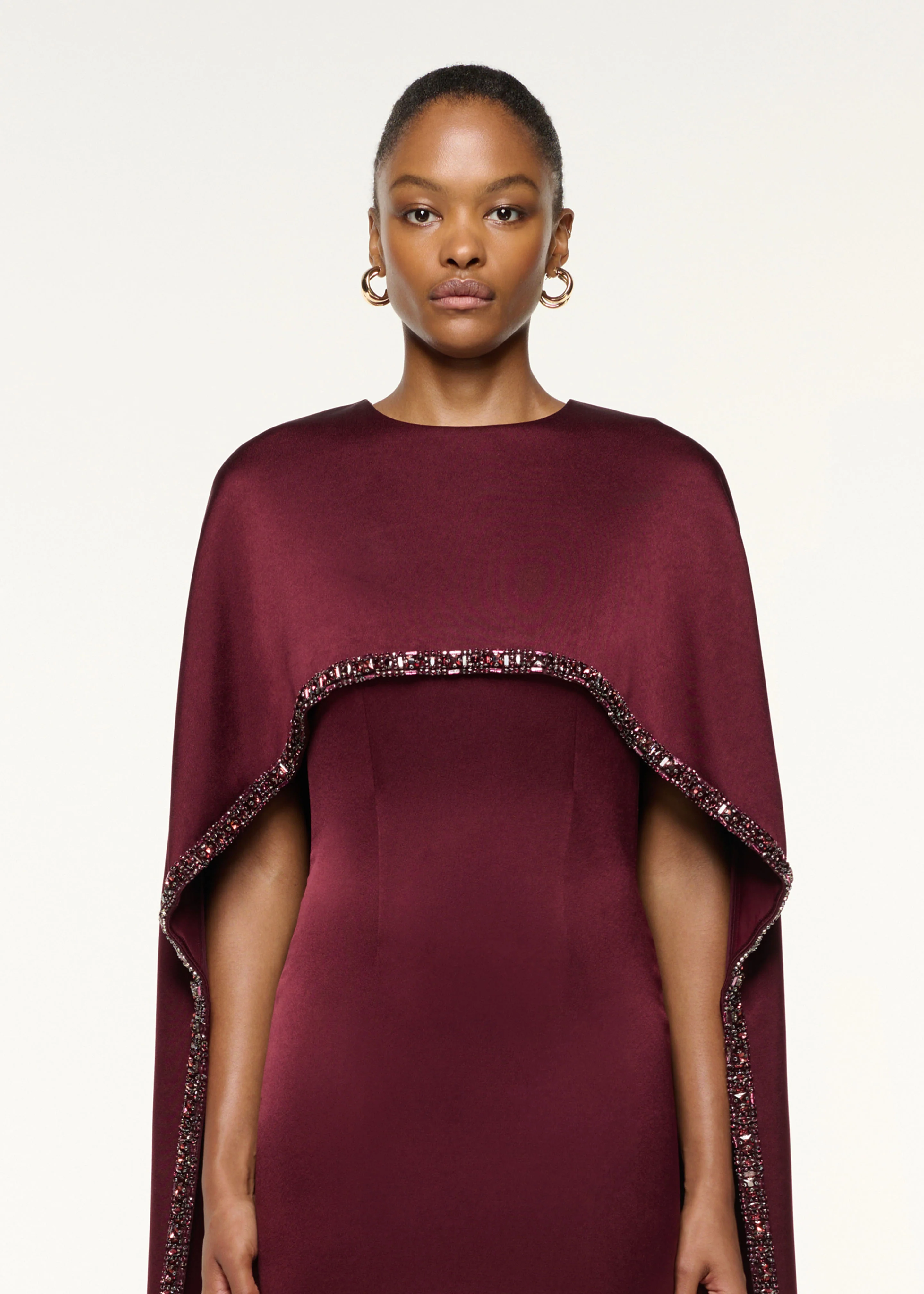 Crystal Trimmed Cape Midi Dress - Image 4