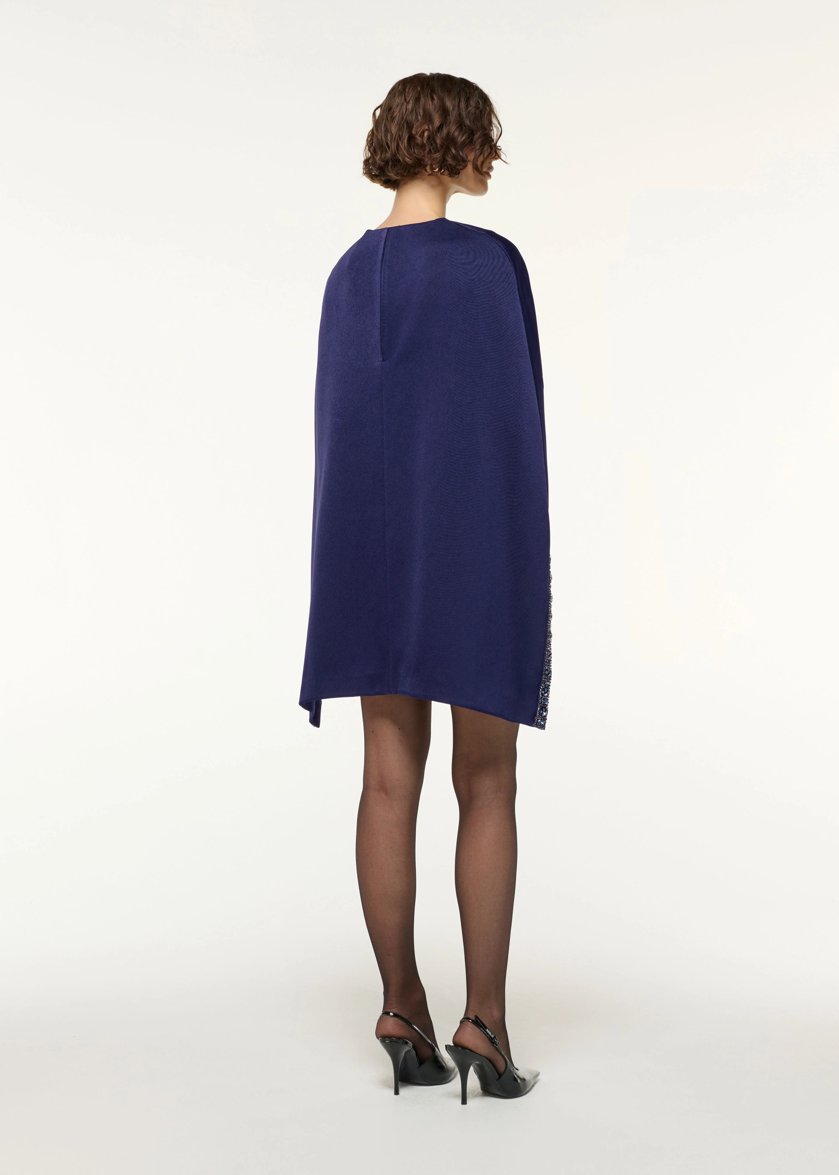 Crystal Trimmed Cape Mini Dress - Image 3