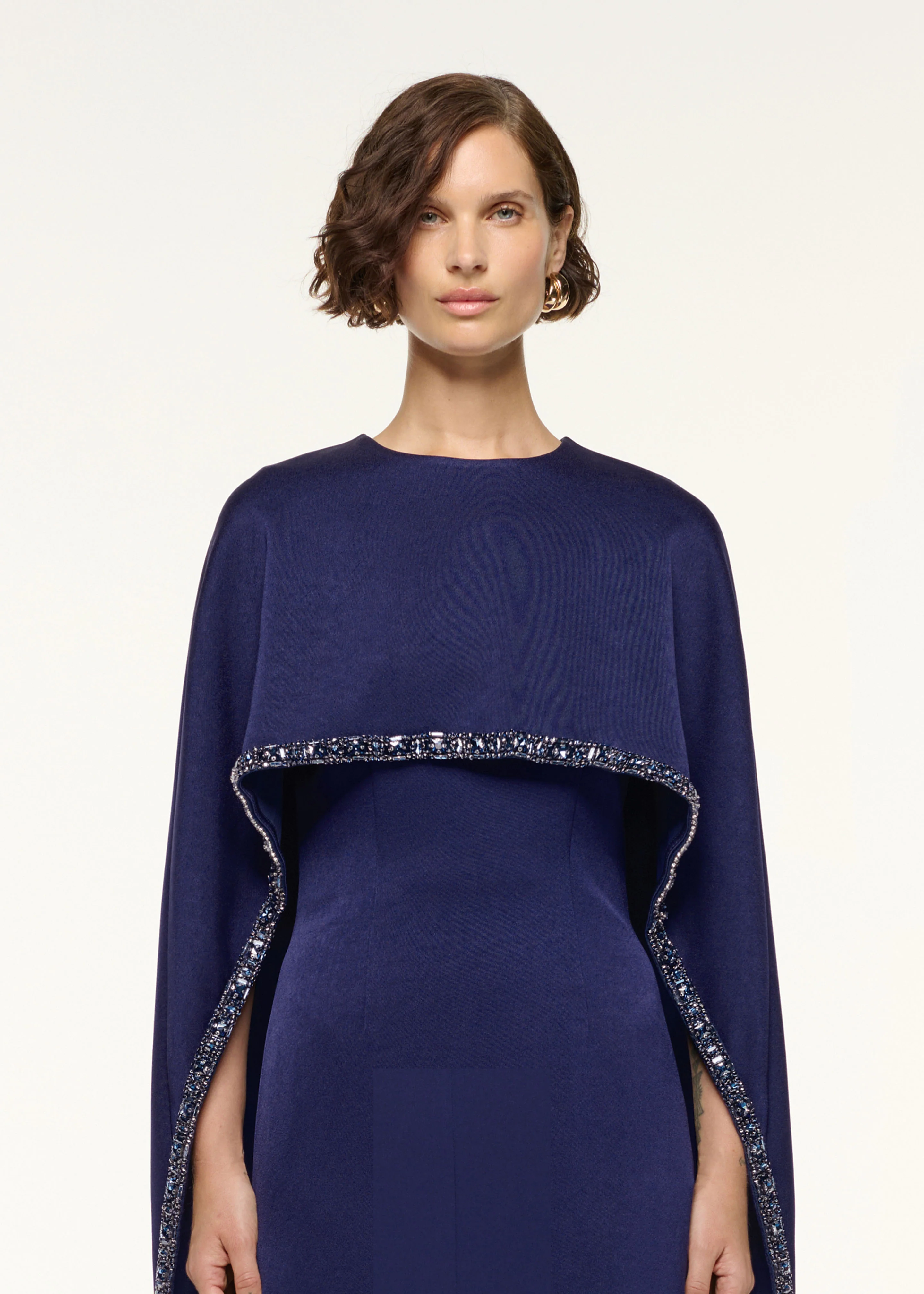Crystal Trimmed Cape Mini Dress - Image 4