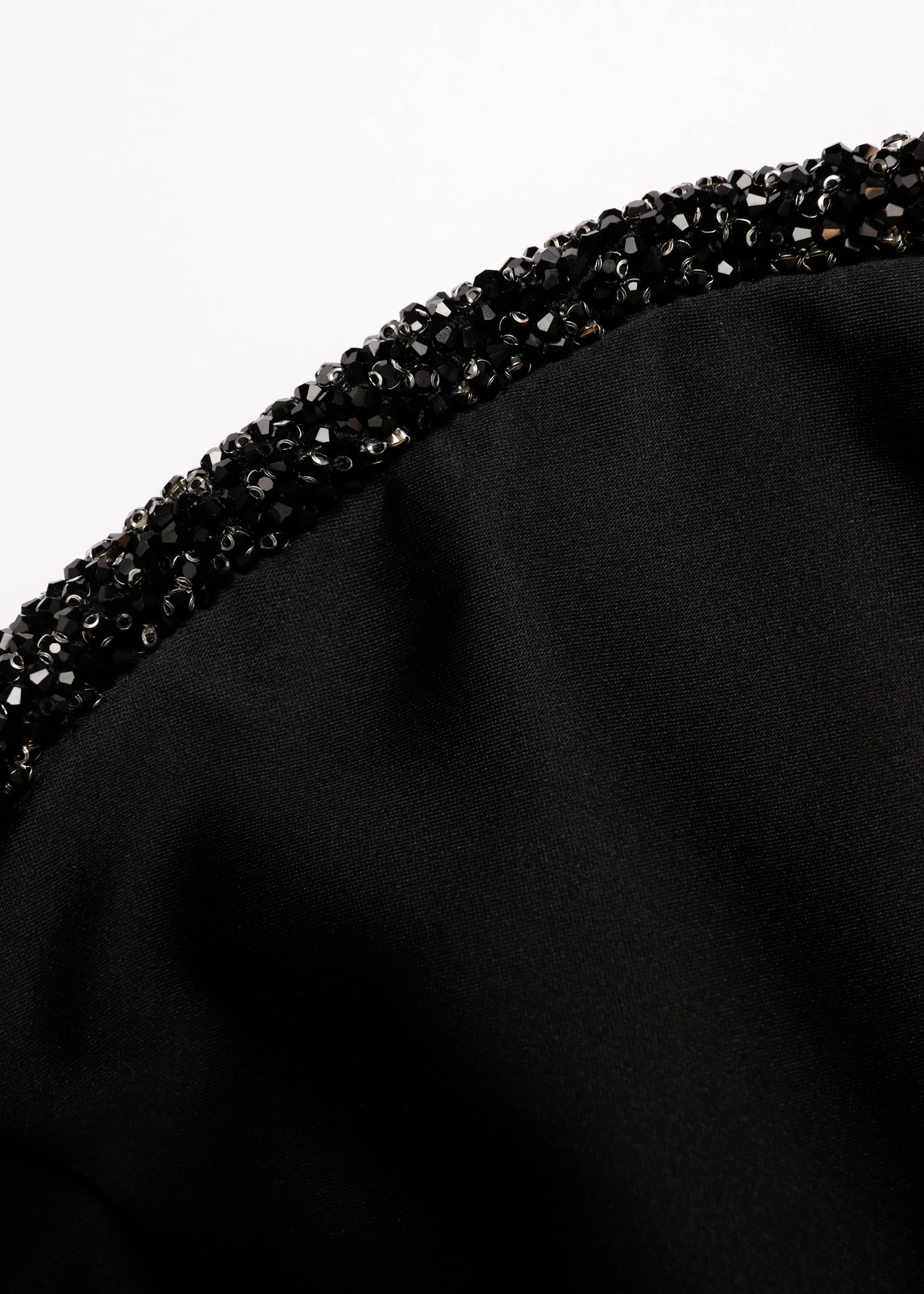 Curved Crystal Neckline Taffeta Gown - Image 5