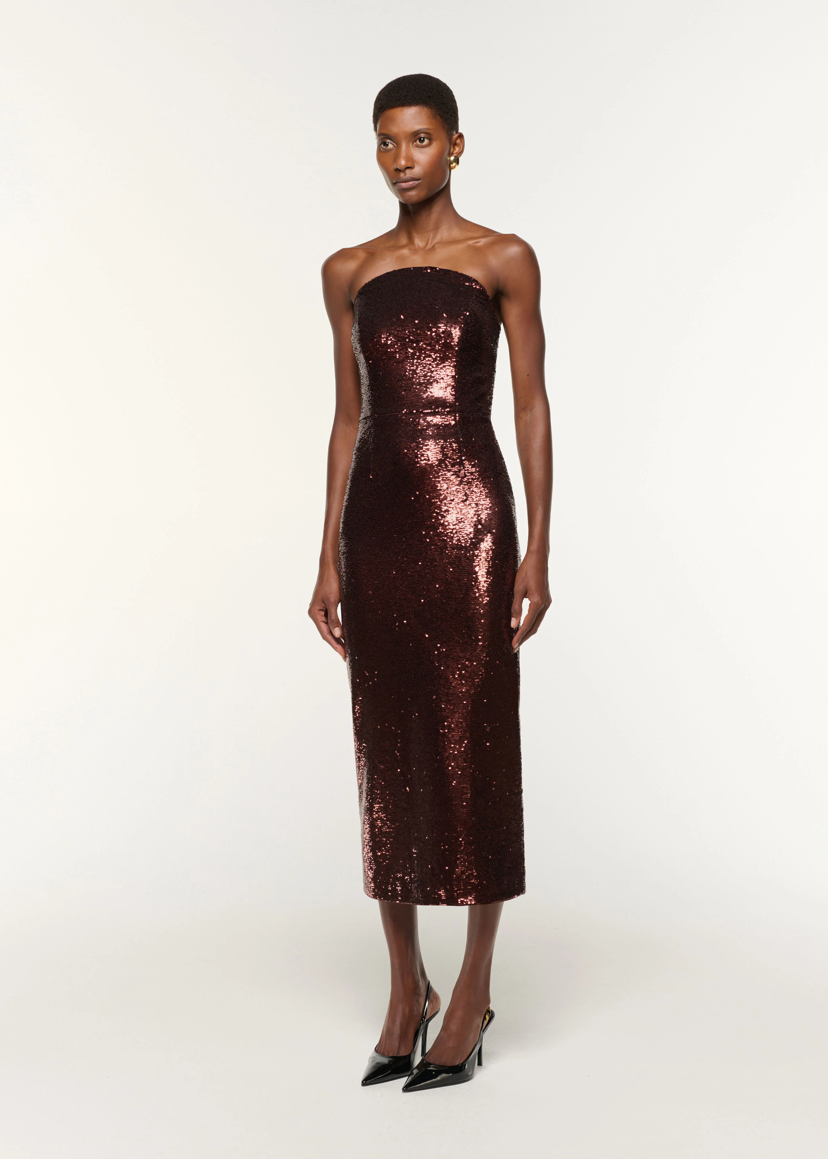 Curved Neck Sequin Midi Dress - Image 2