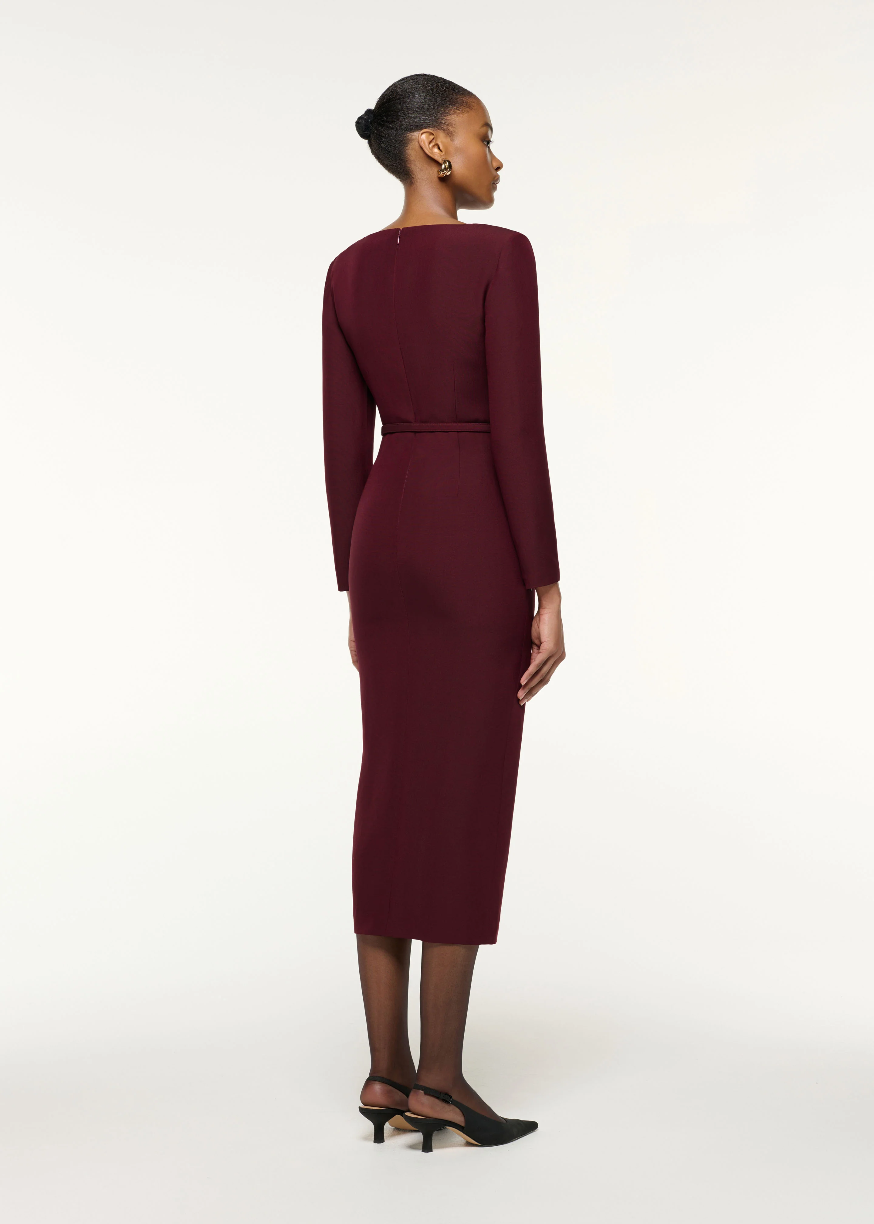 Cutout Square Neck Wool Silk Dress - Image 3