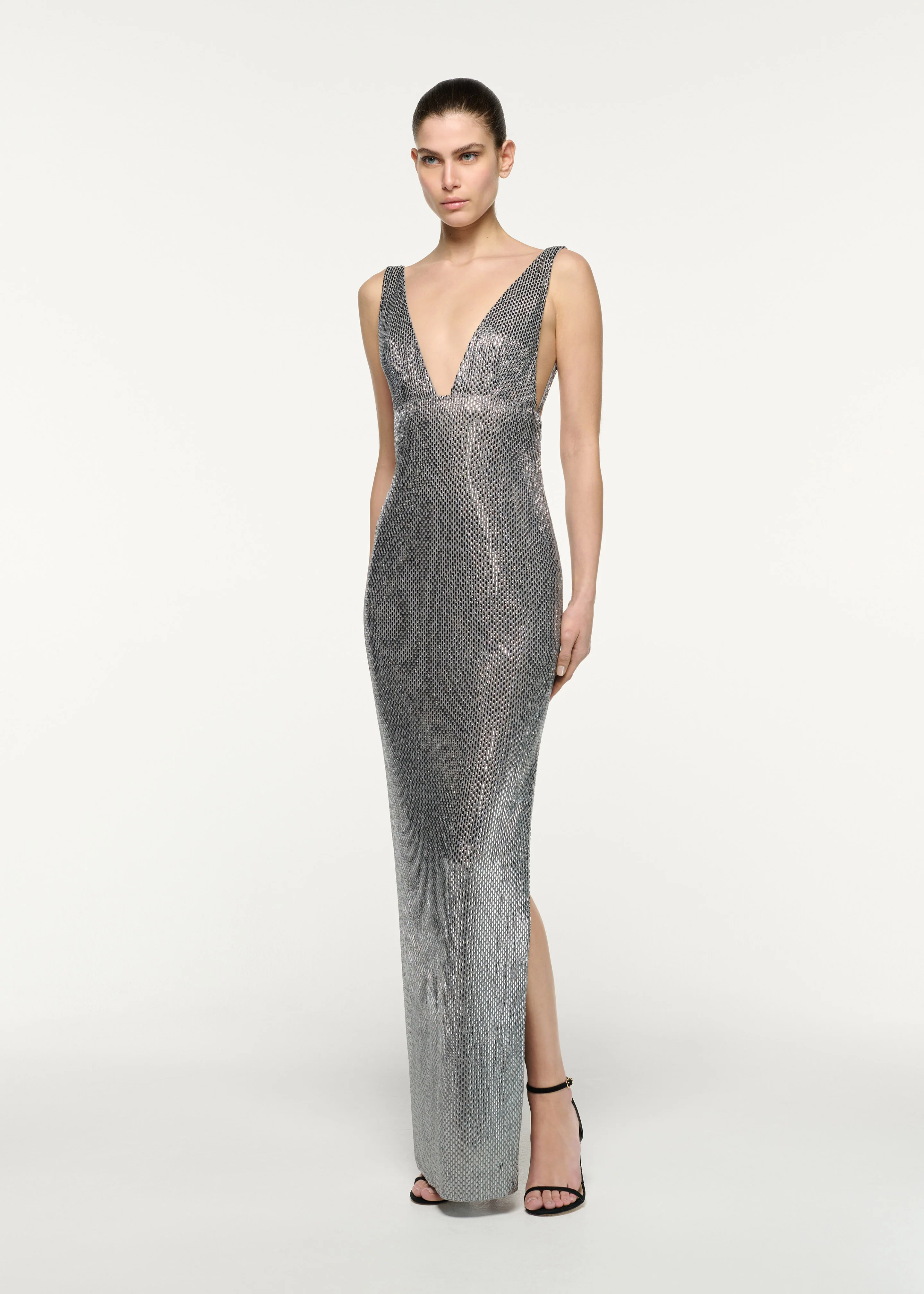 Deep Plunge Diamante Gown - Image 2
