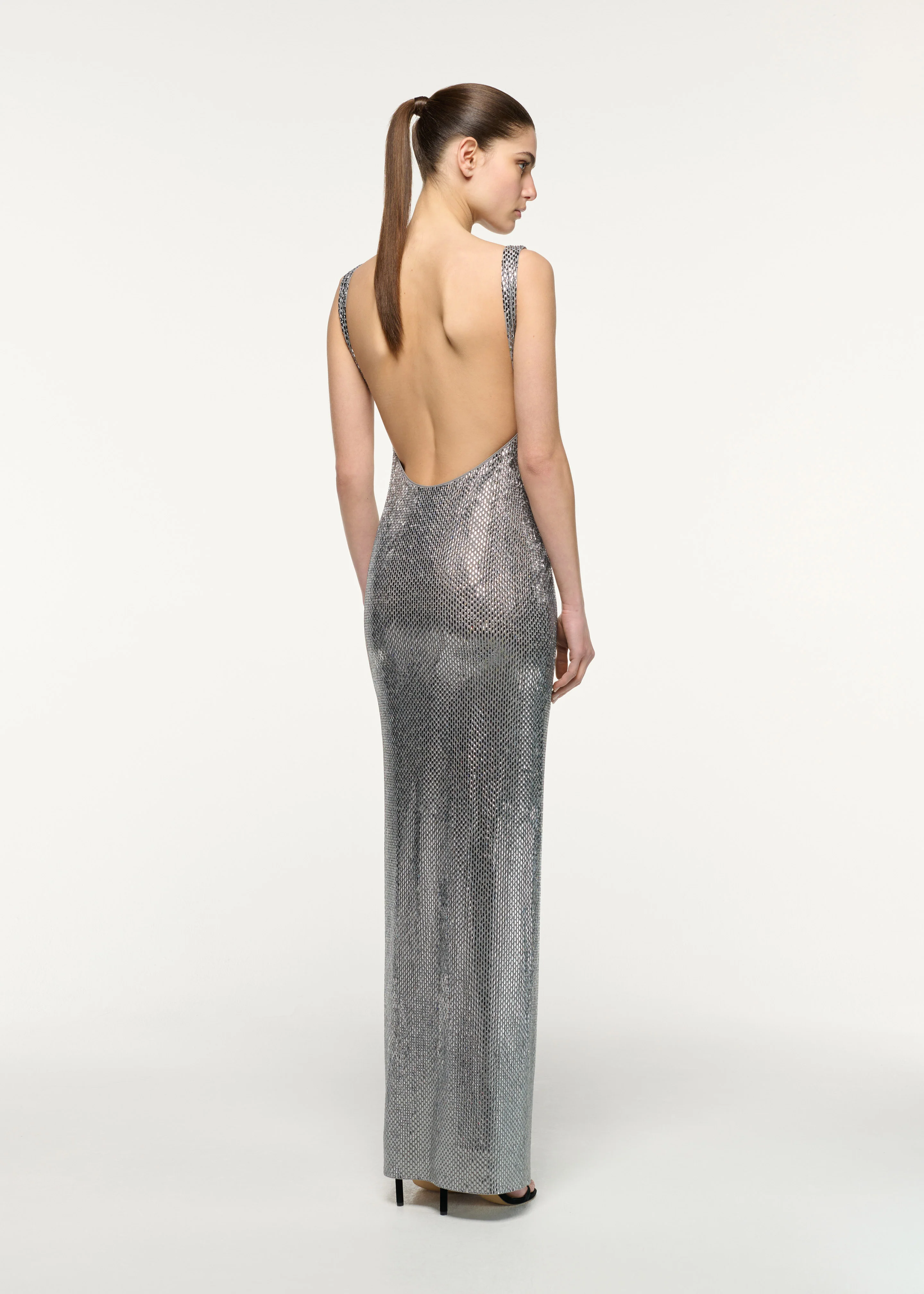 Deep Plunge Diamante Gown - Image 3