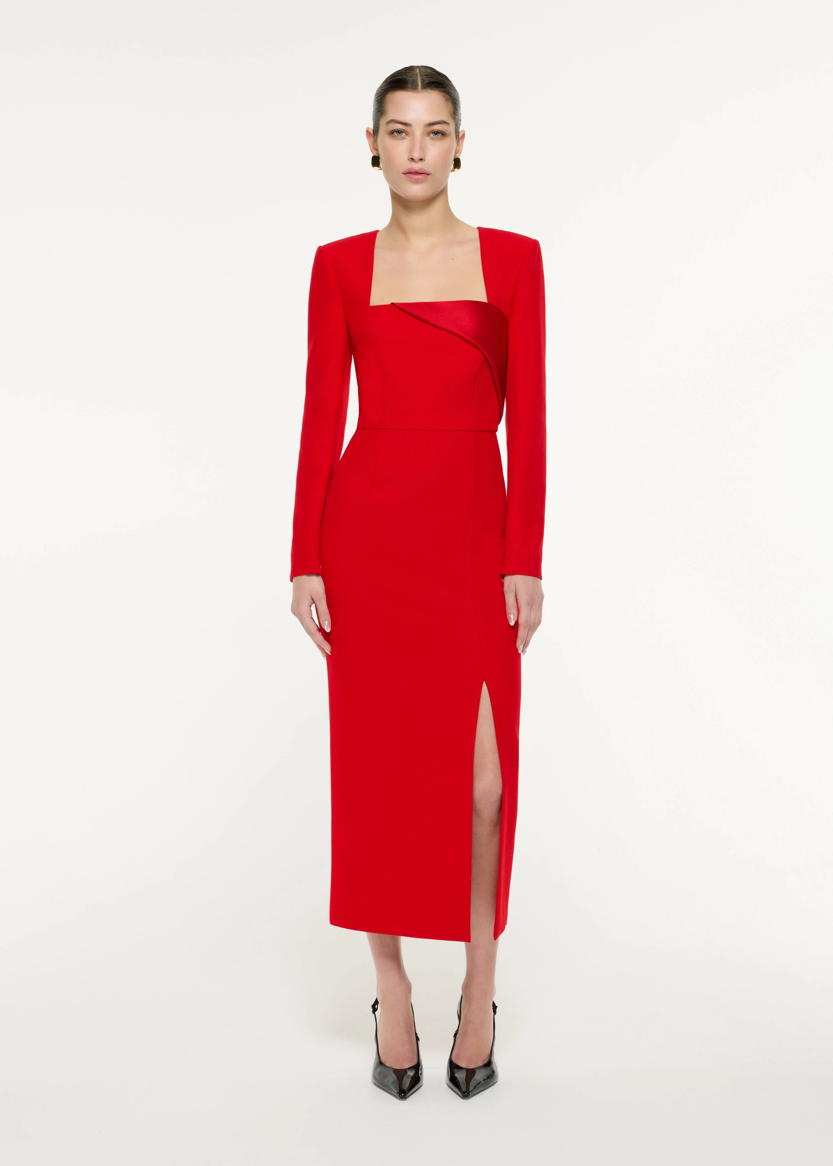 Diagonal Panel Midi Dress