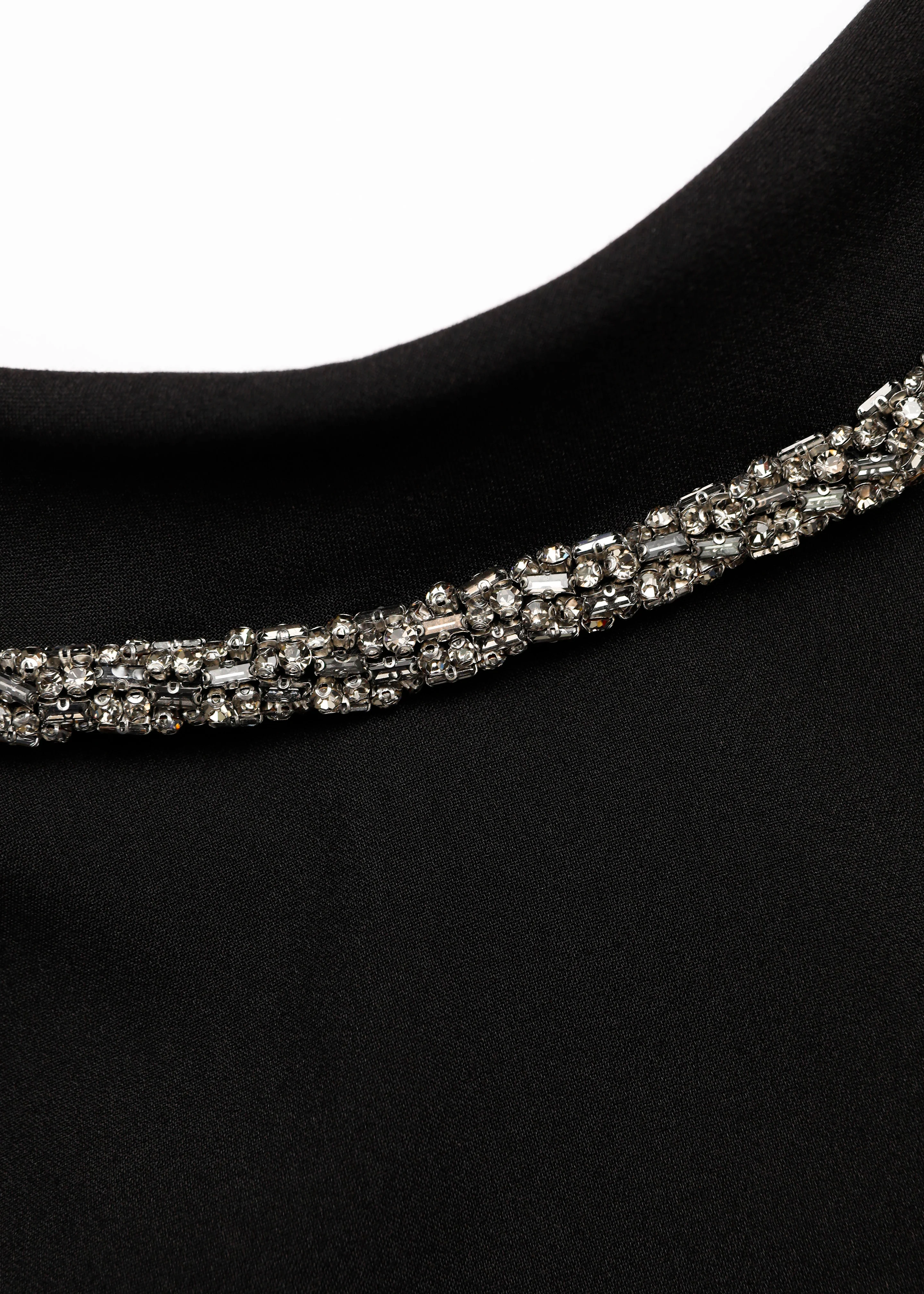 Diamante Collared Neck Crepe Gown - Image 5