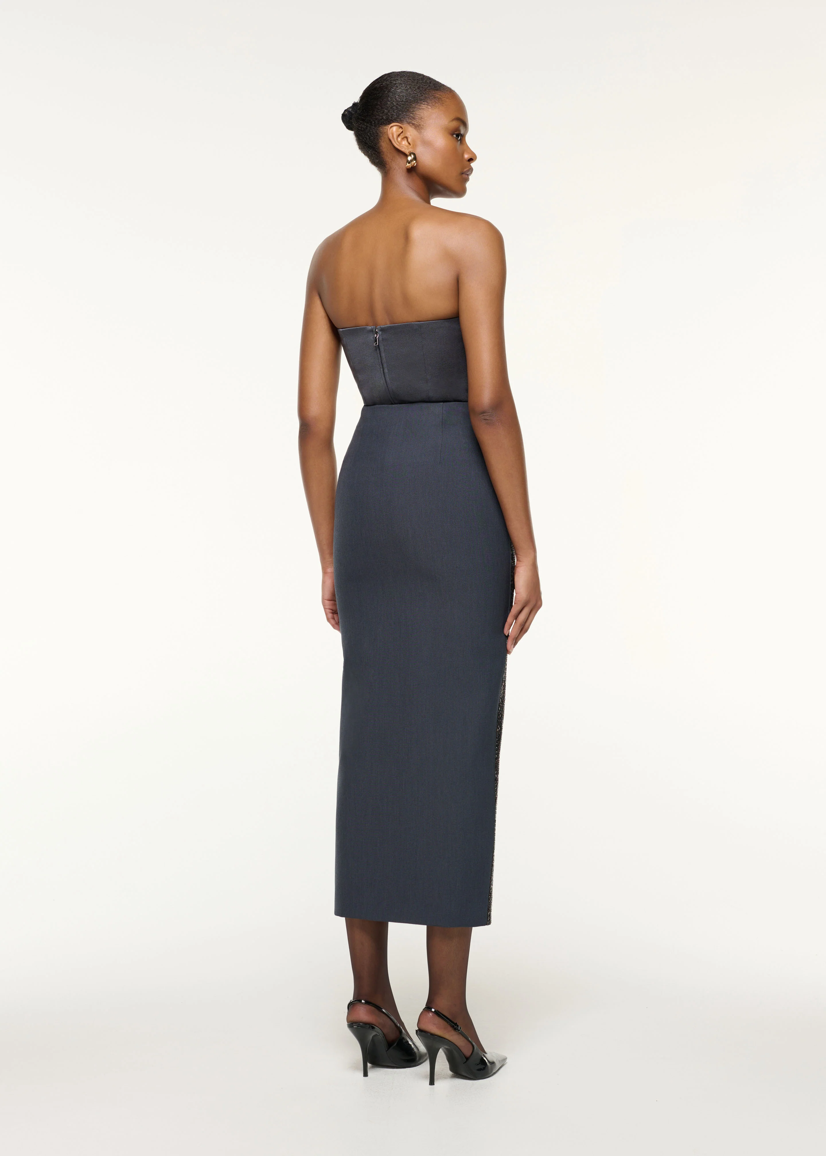 Diamante Crepe Split Maxi Skirt - Image 3