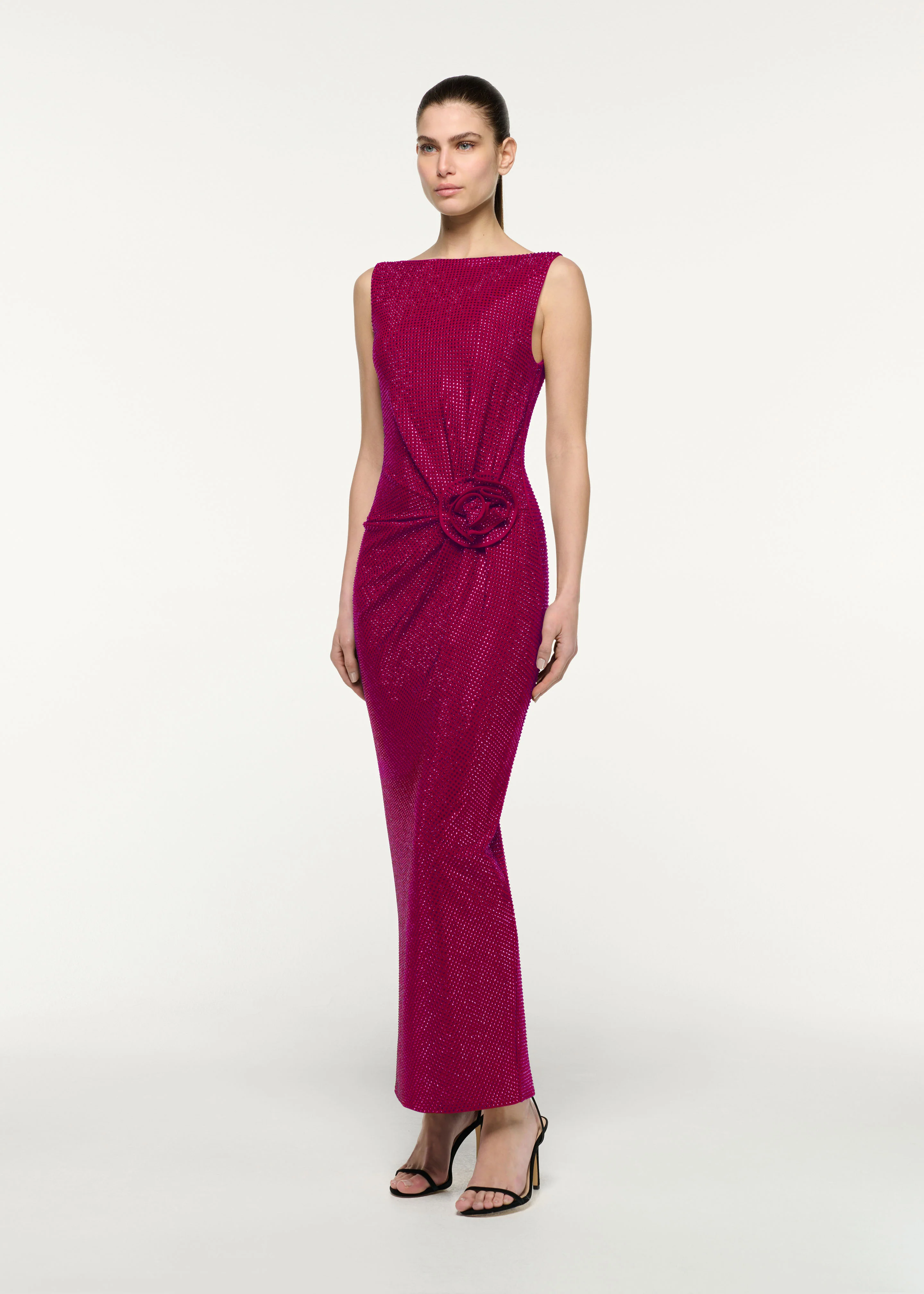 Diamante Flower Column Maxi Dress - Image 2