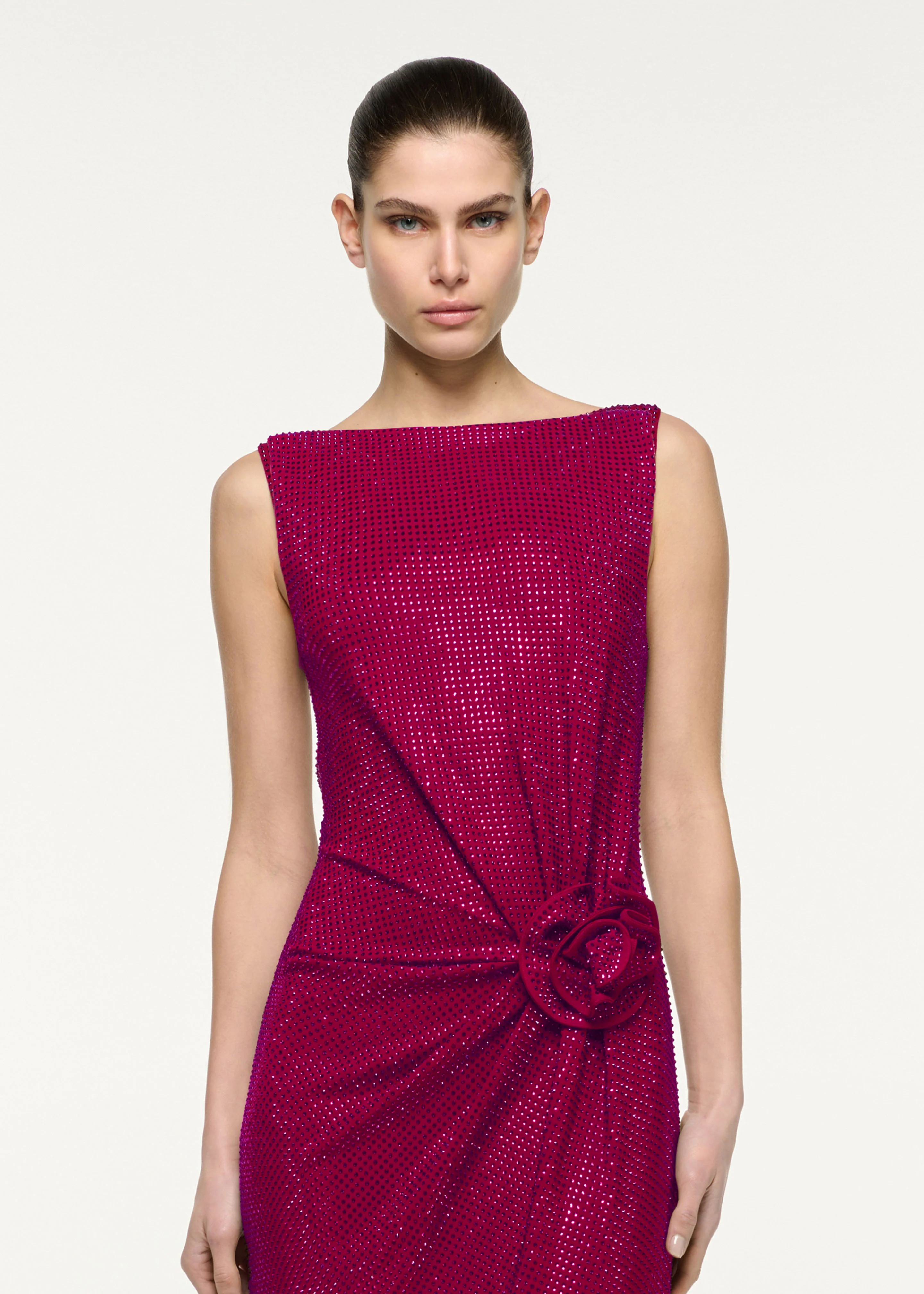 Diamante Flower Column Maxi Dress - Image 4