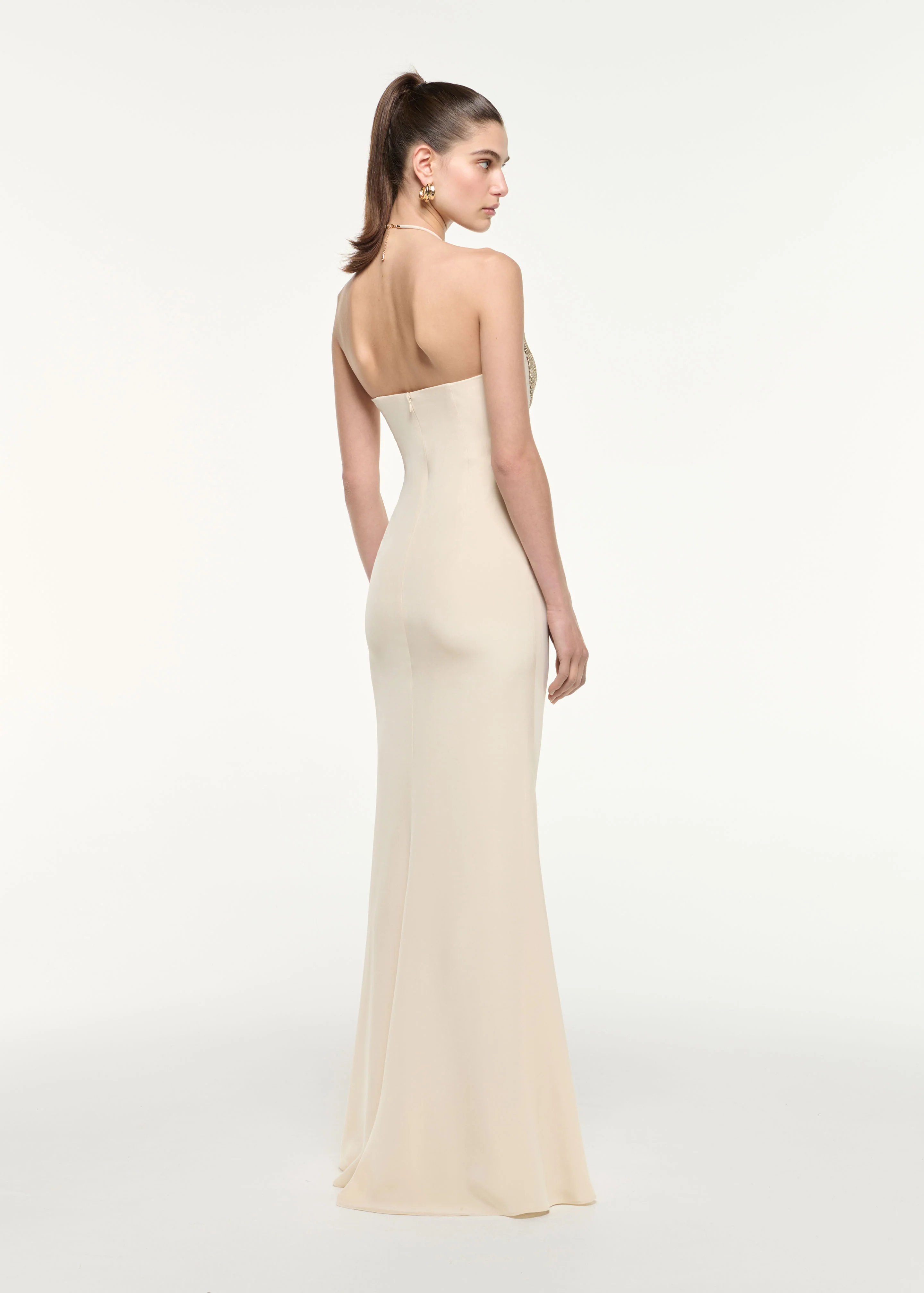 Diamante Halter Neck Silk Gown - Image 3