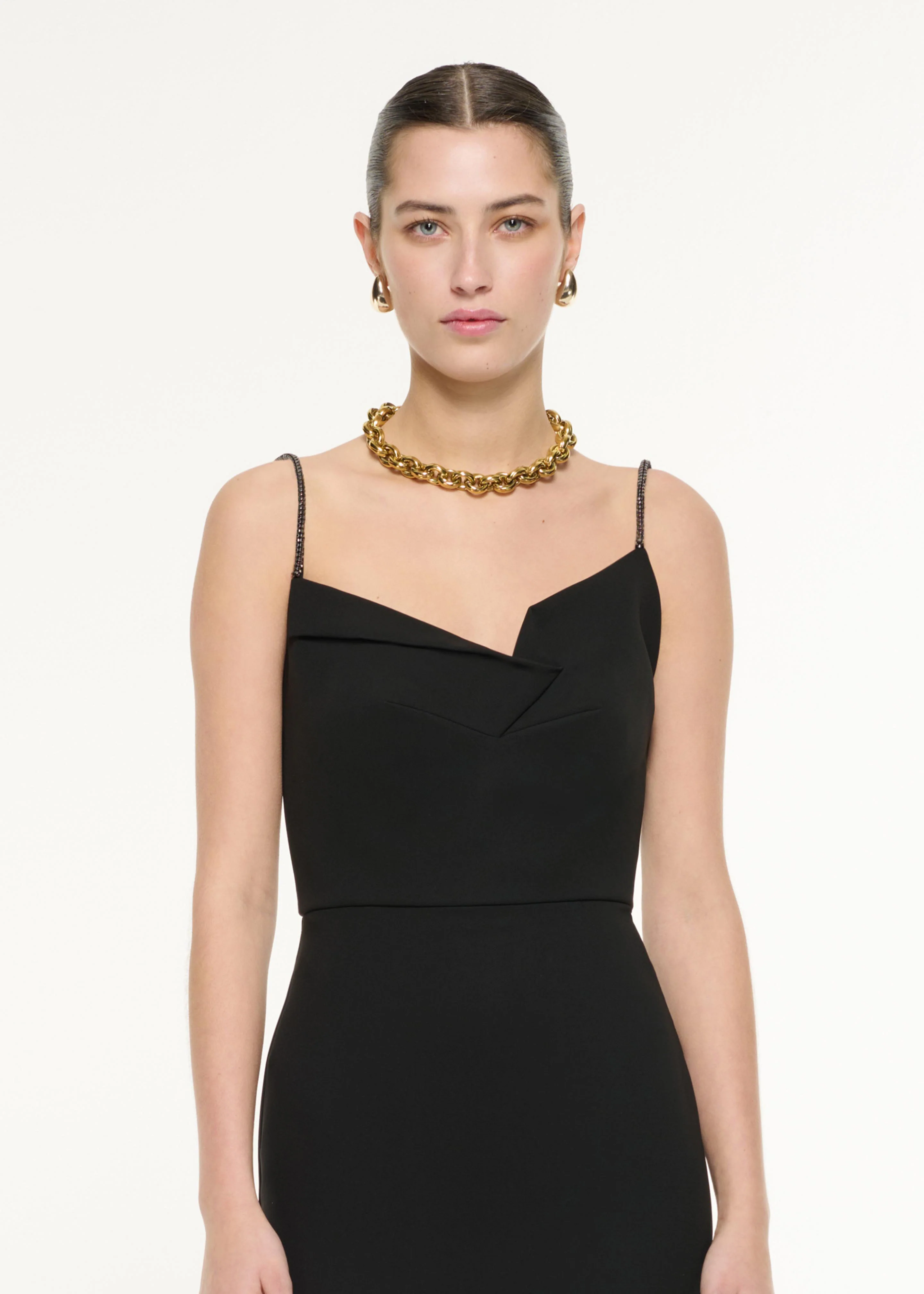 Diamante Strap Crepe Midi Dress - Image 4