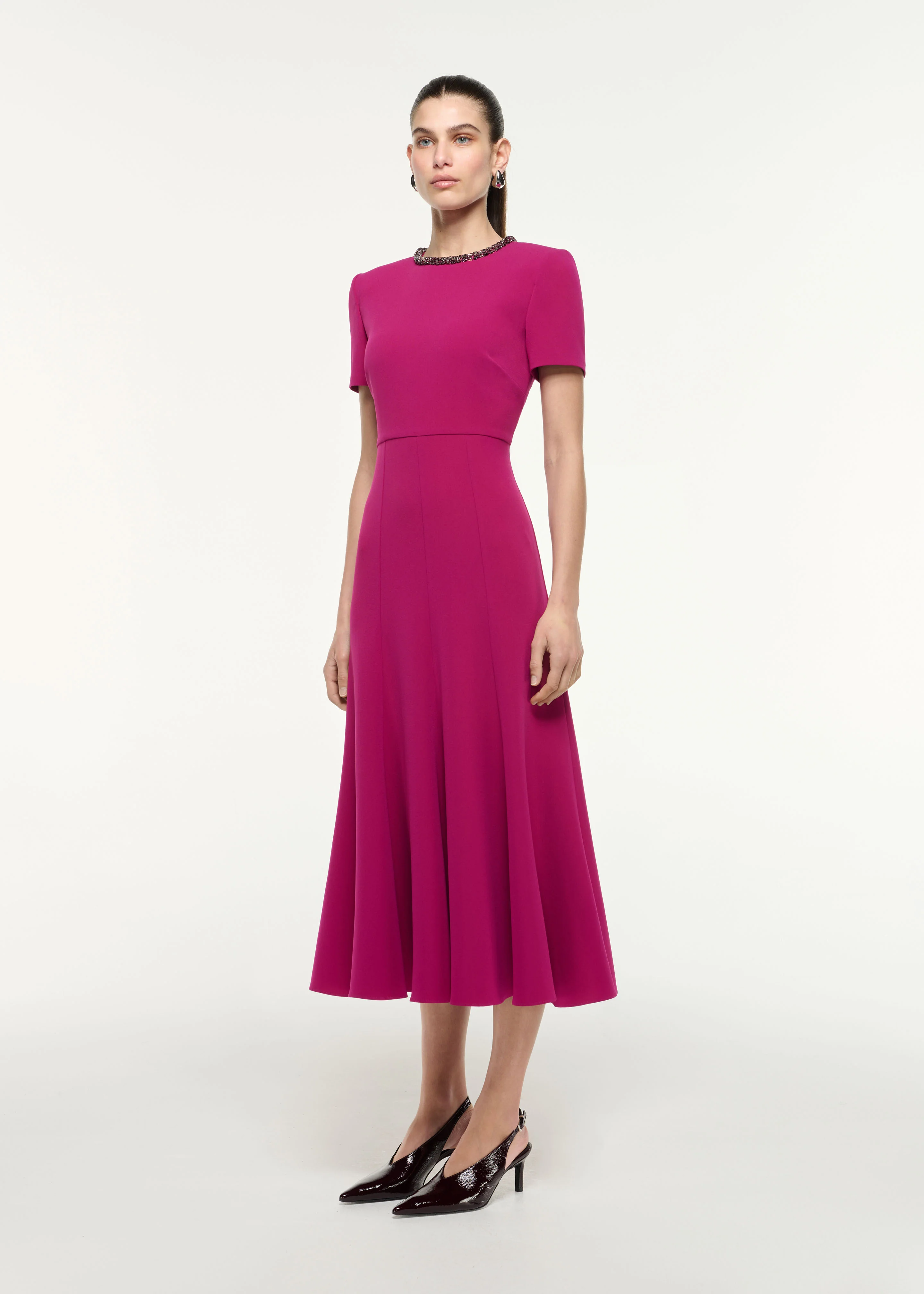 Diamante Trim  Midi Dress - Image 2