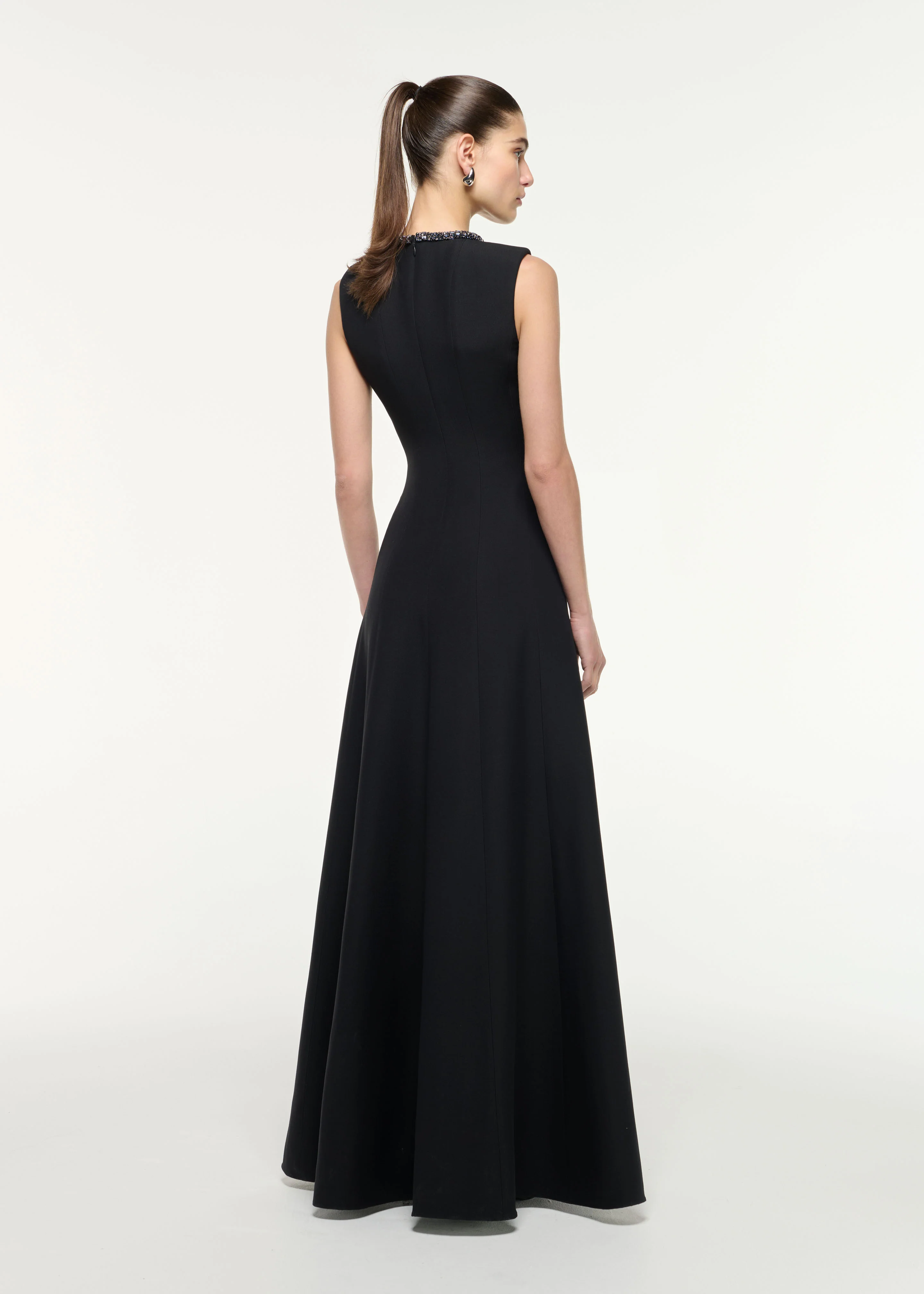 Diamante Trim Wool Silk Gown - Image 3