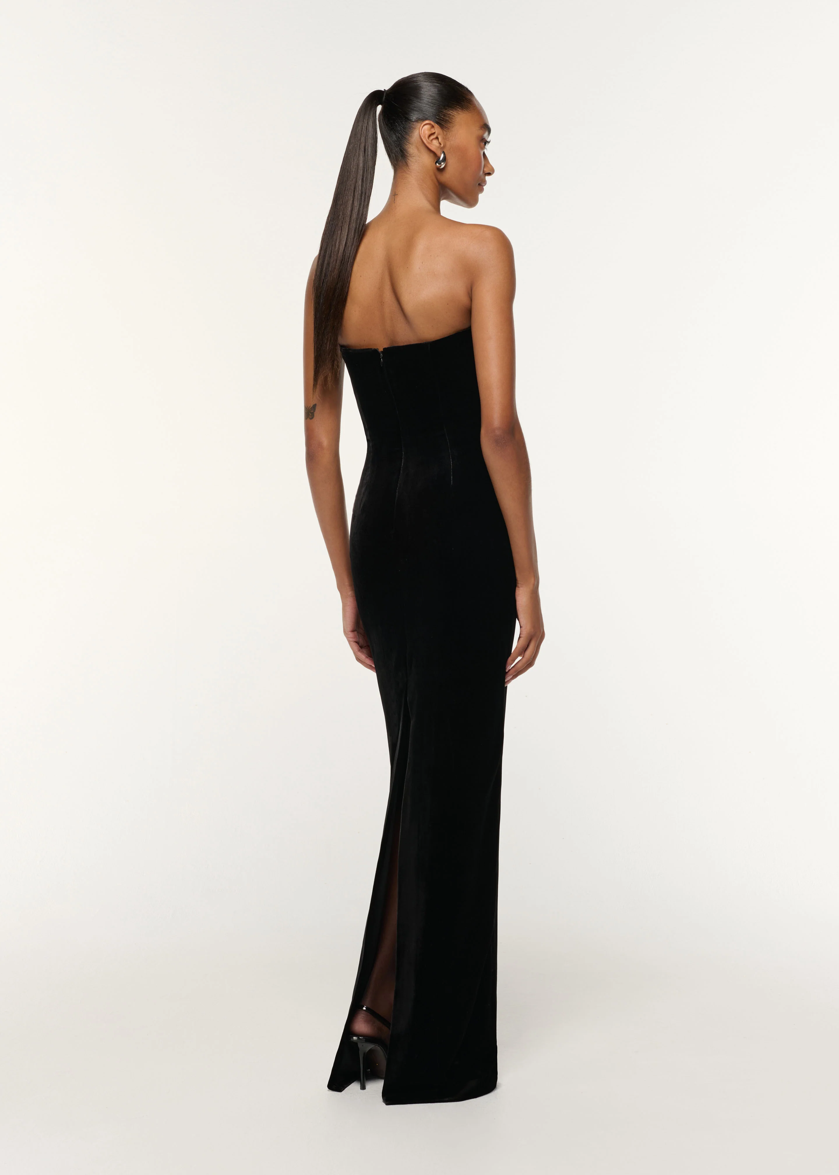 Diamante Twist Drape Velvet Column Gown - Image 3