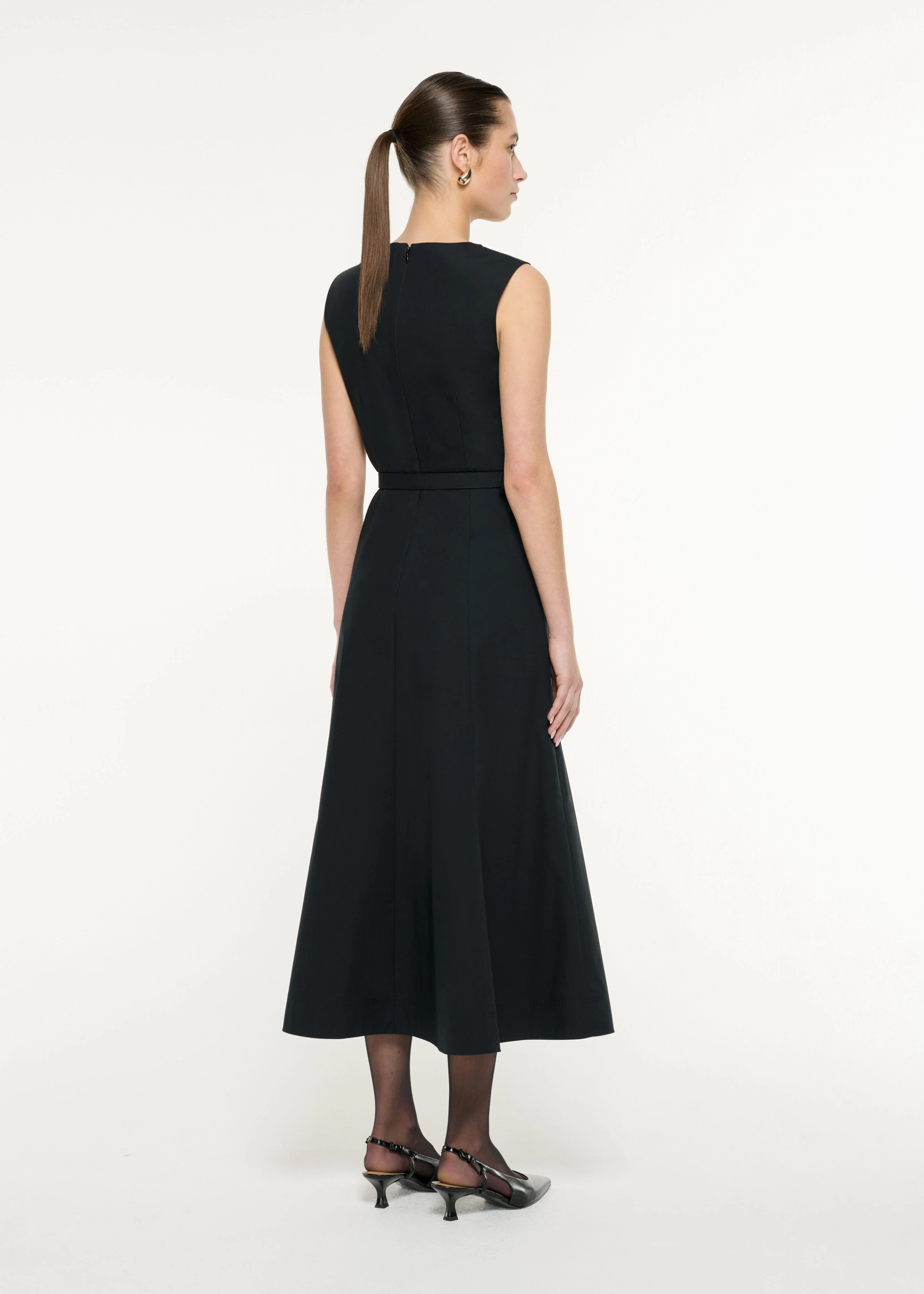 Drape Cotton Poplin Midi Dress - Image 3