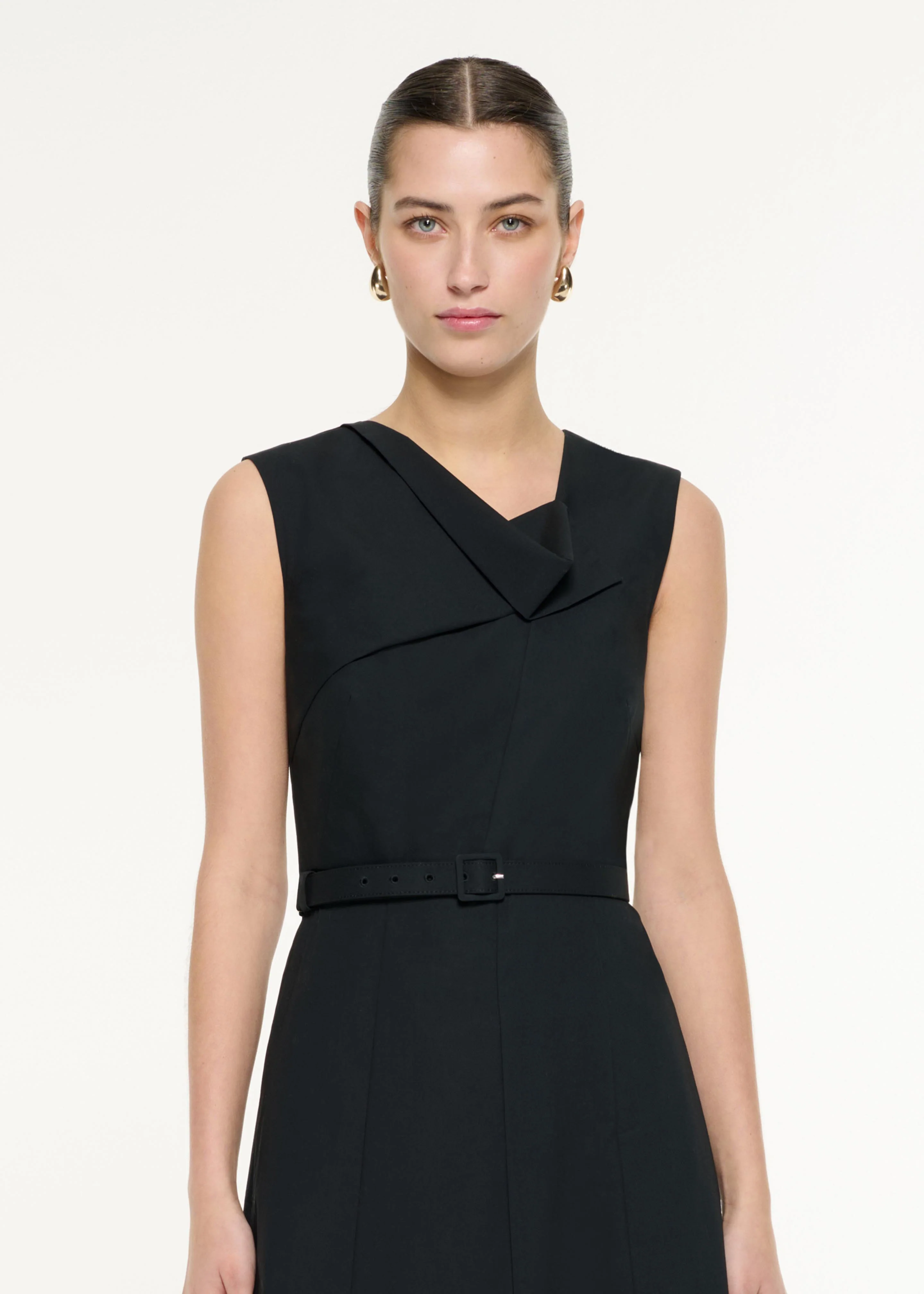 Drape Cotton Poplin Midi Dress - Image 4