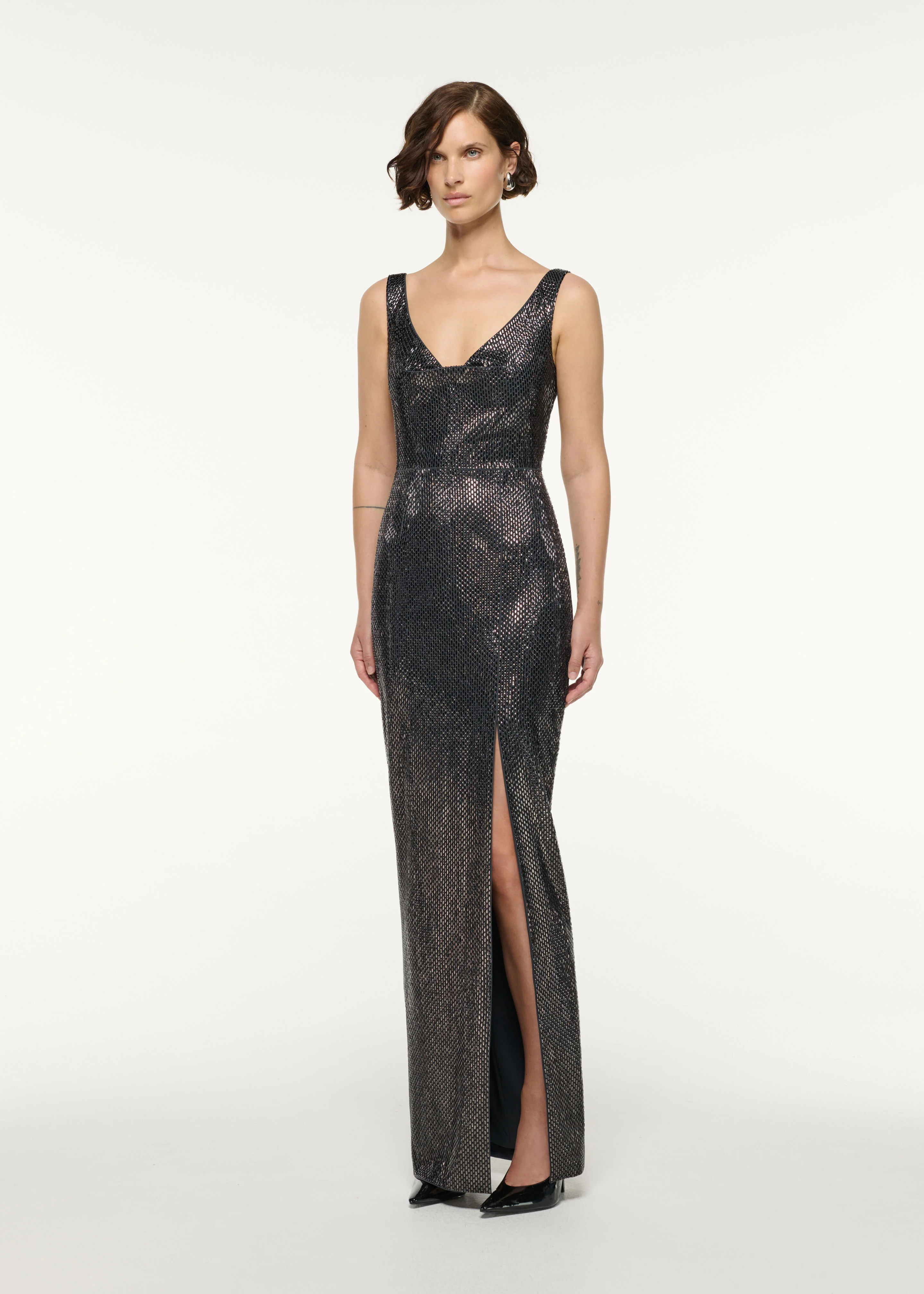 Drape Neckline Diamante Gown - Image 2