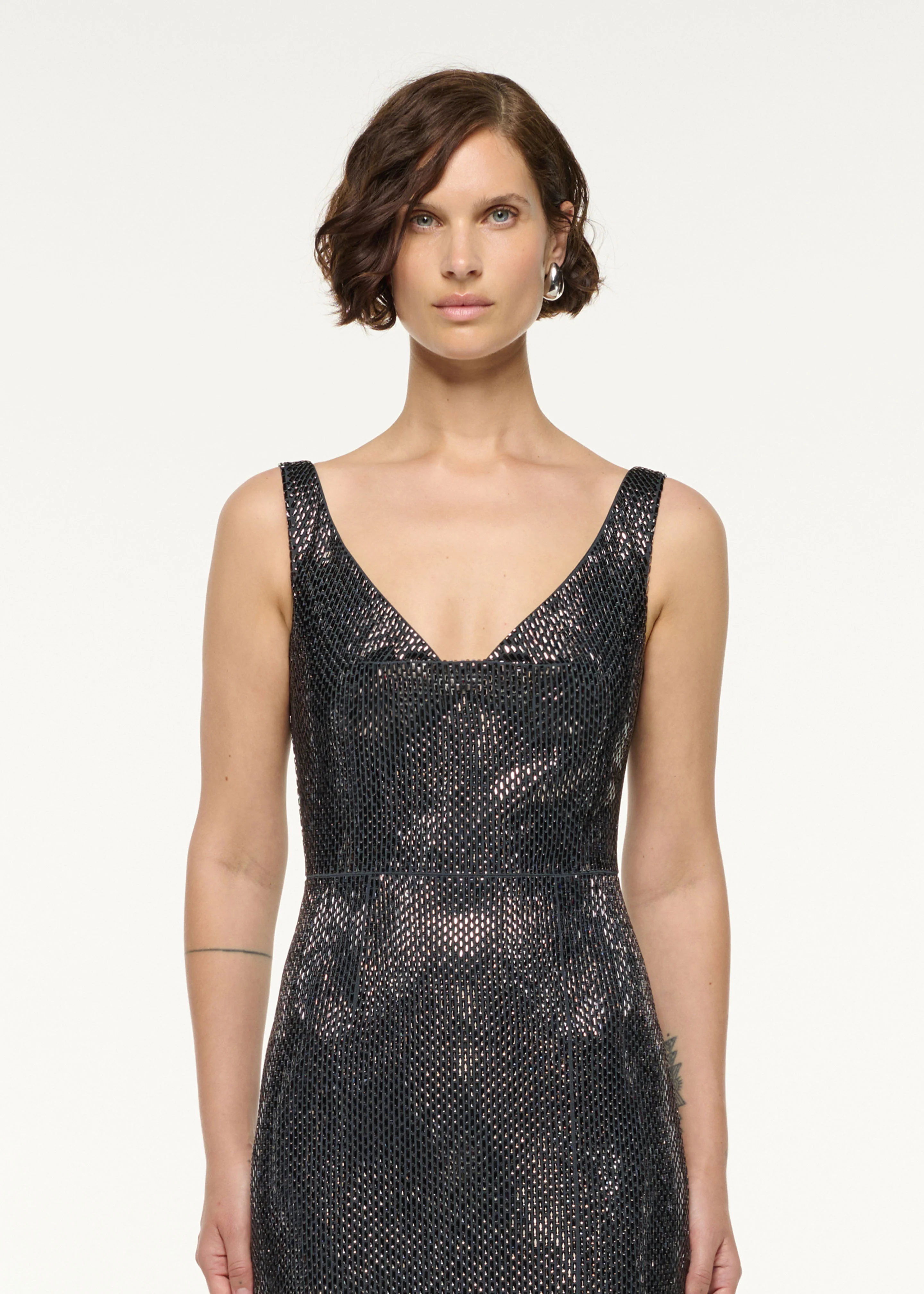 Drape Neckline Diamante Gown - Image 4