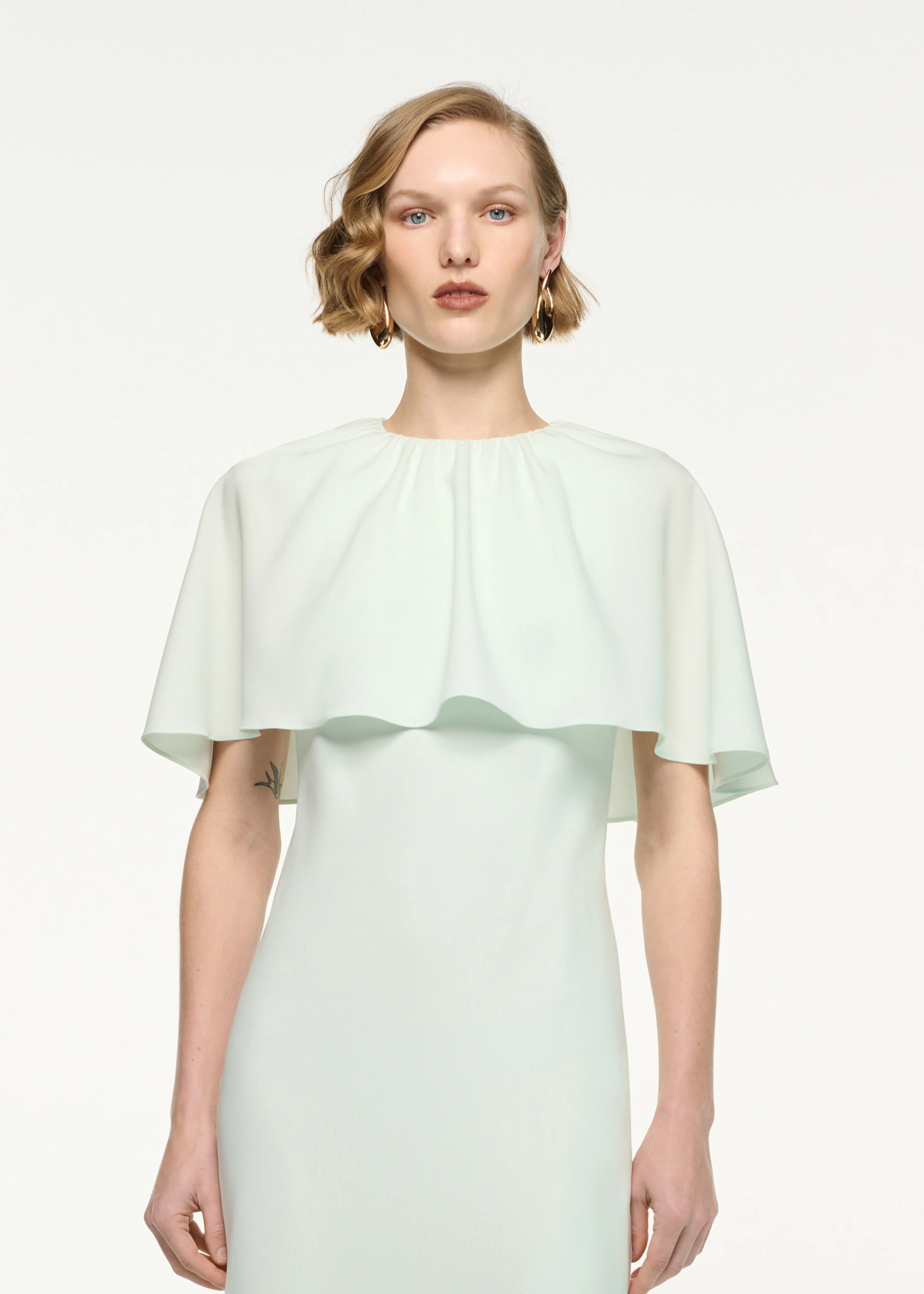 Draped Shawl Mermaid Midi Dress - Image 4