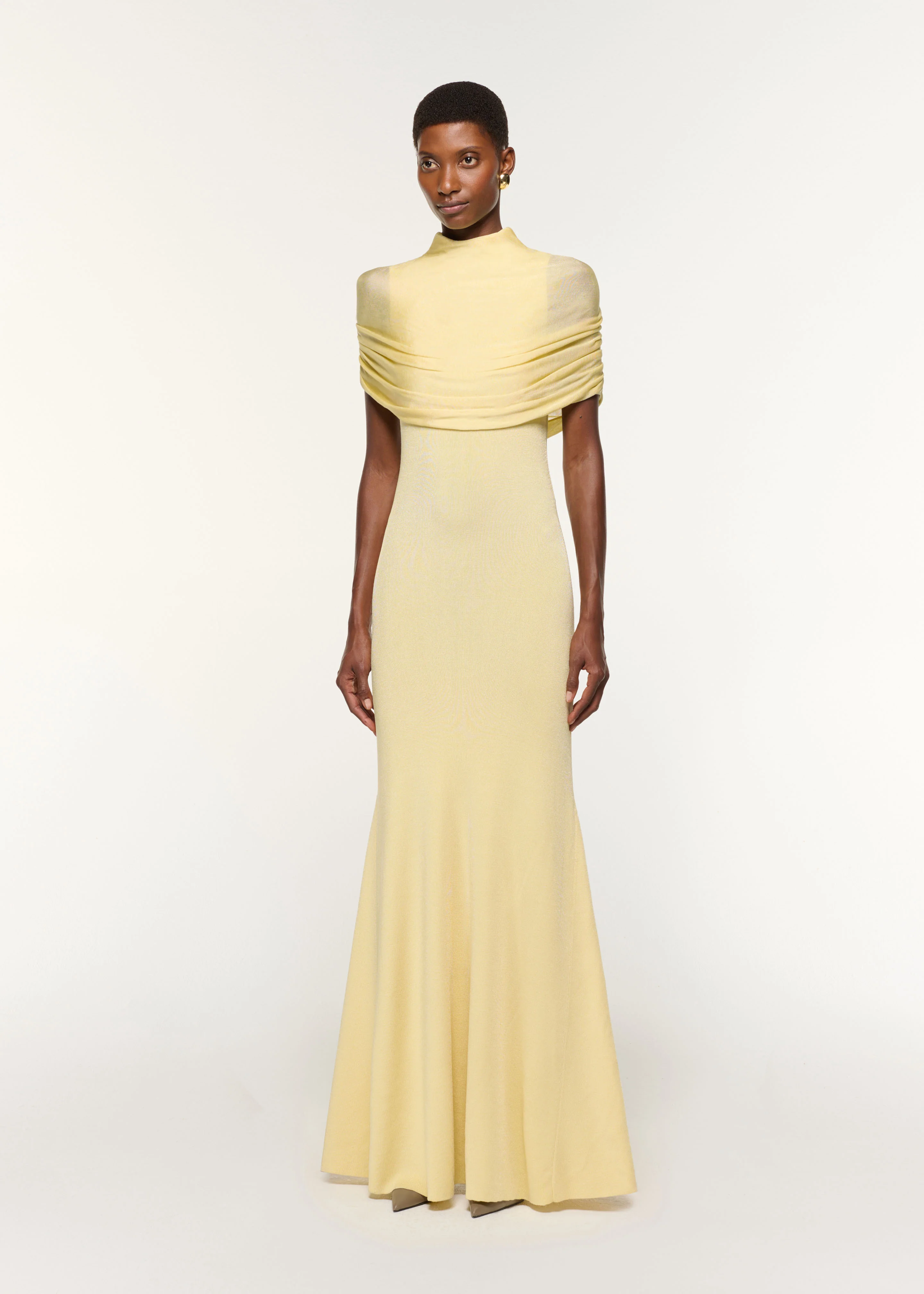 Draped Shawl Viscose Knit Dress - Image 2
