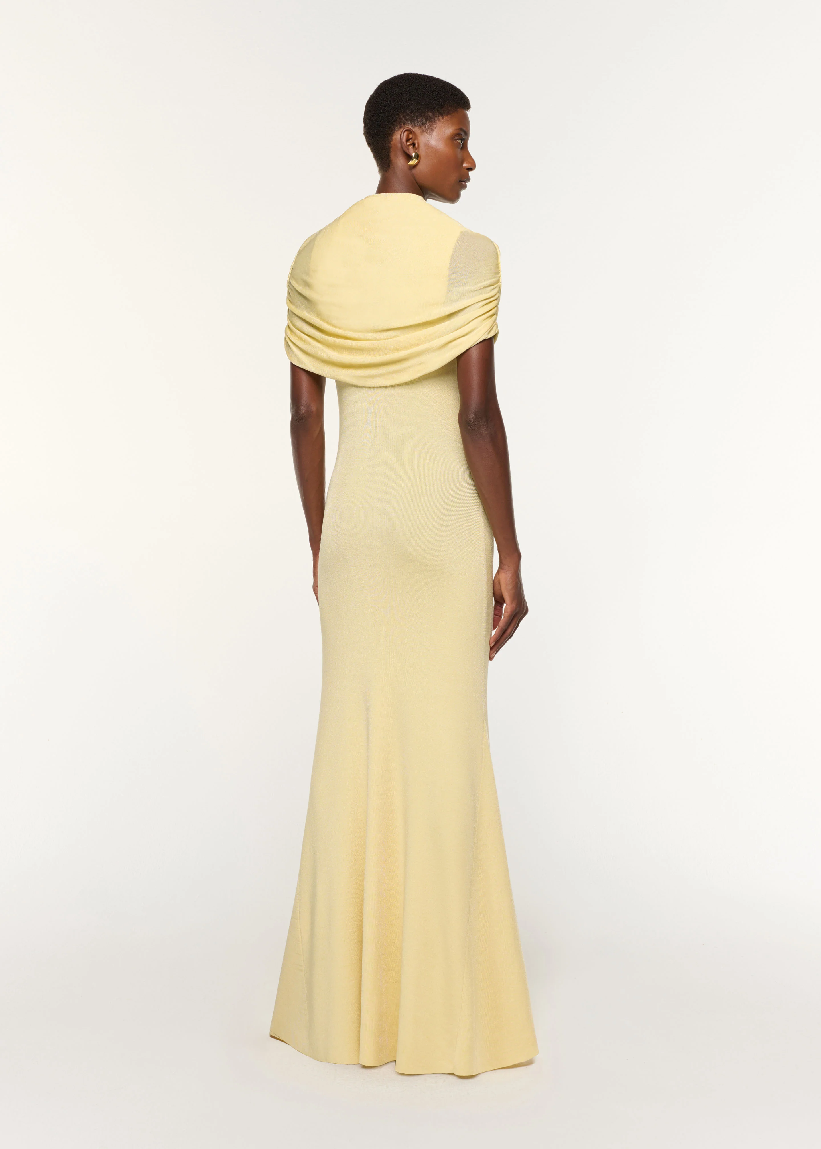 Draped Shawl Viscose Knit Dress - Image 3