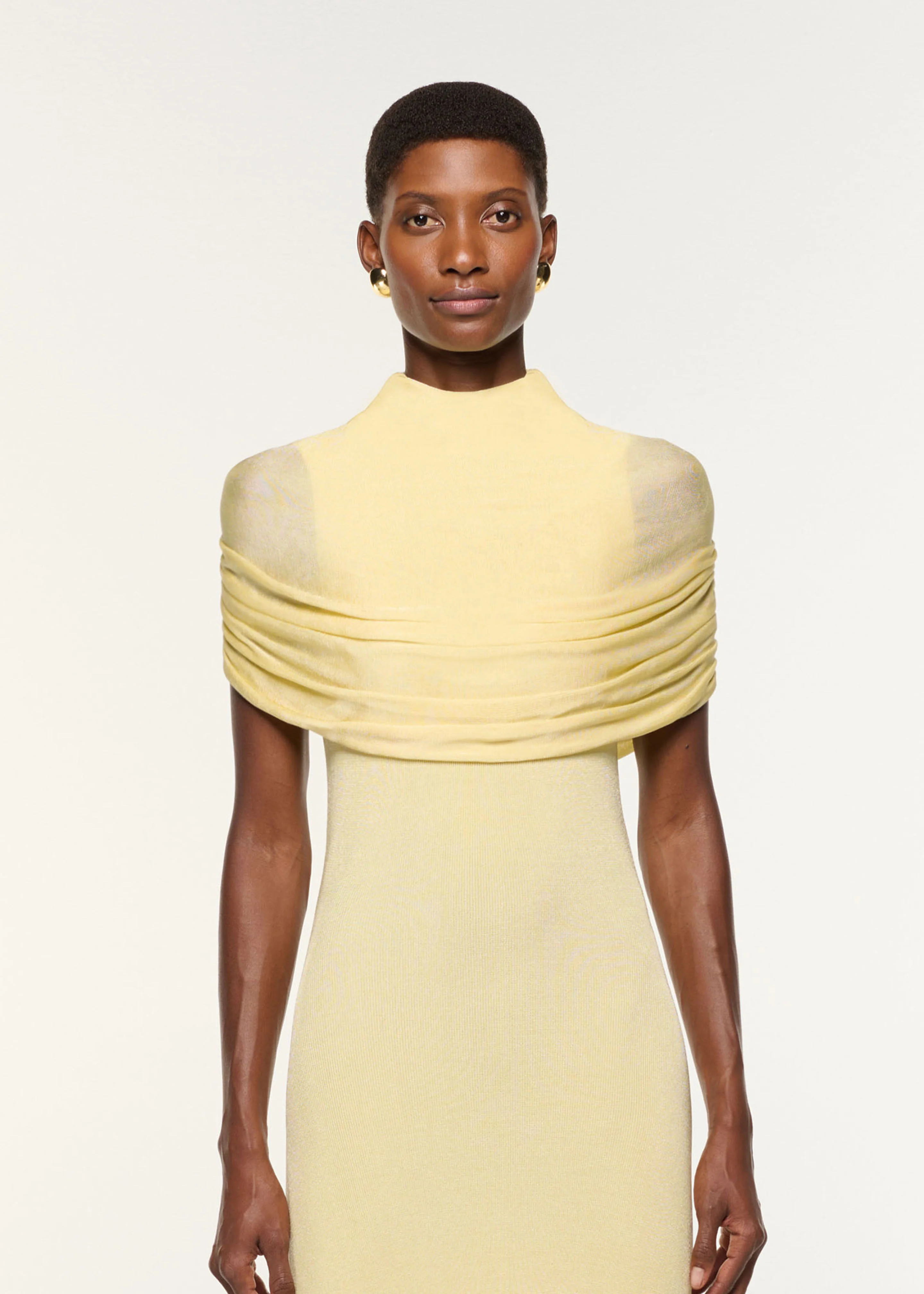 Draped Shawl Viscose Knit Dress - Image 4