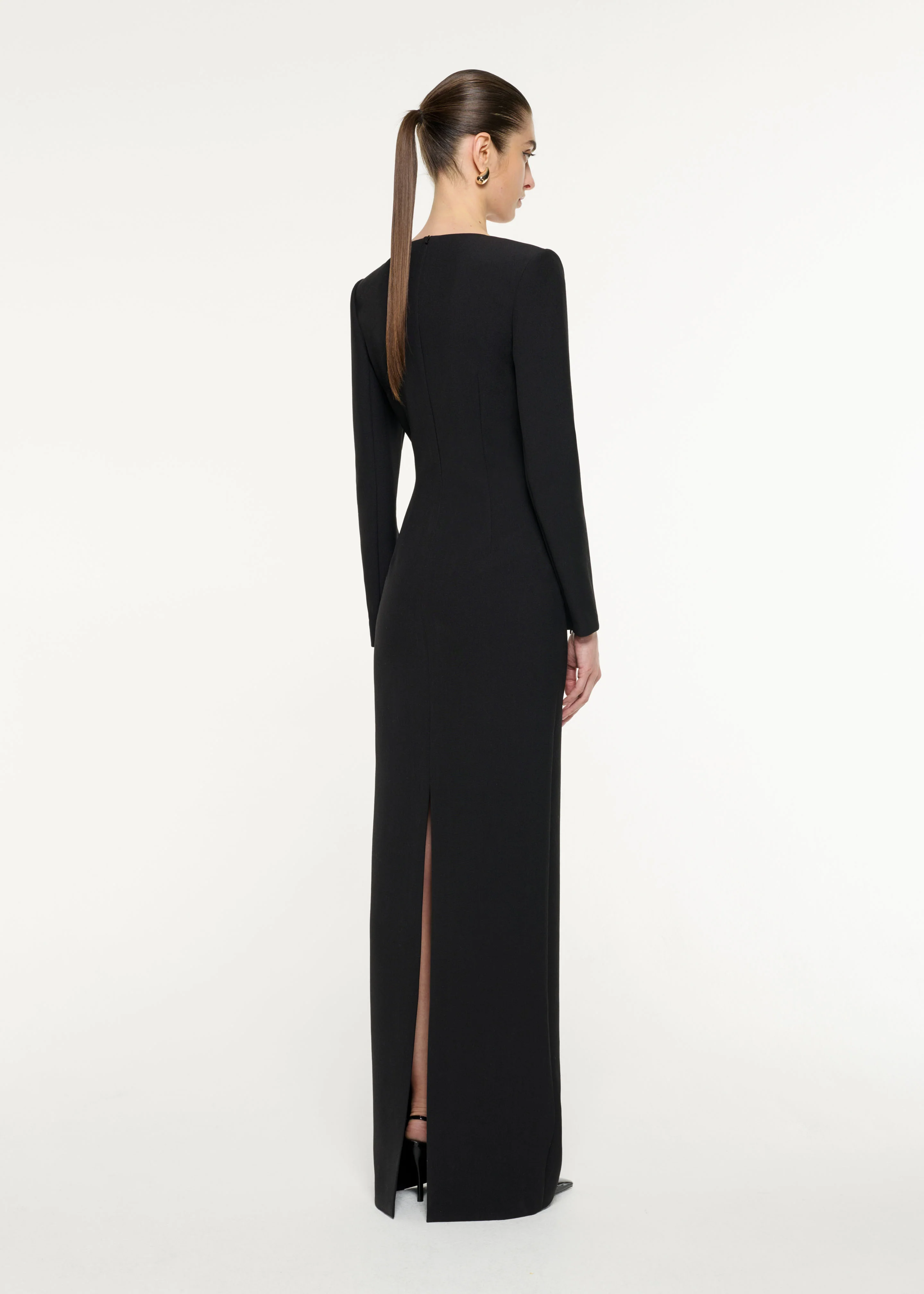 Embellished Asymmetric Crepe Gown - Image 3