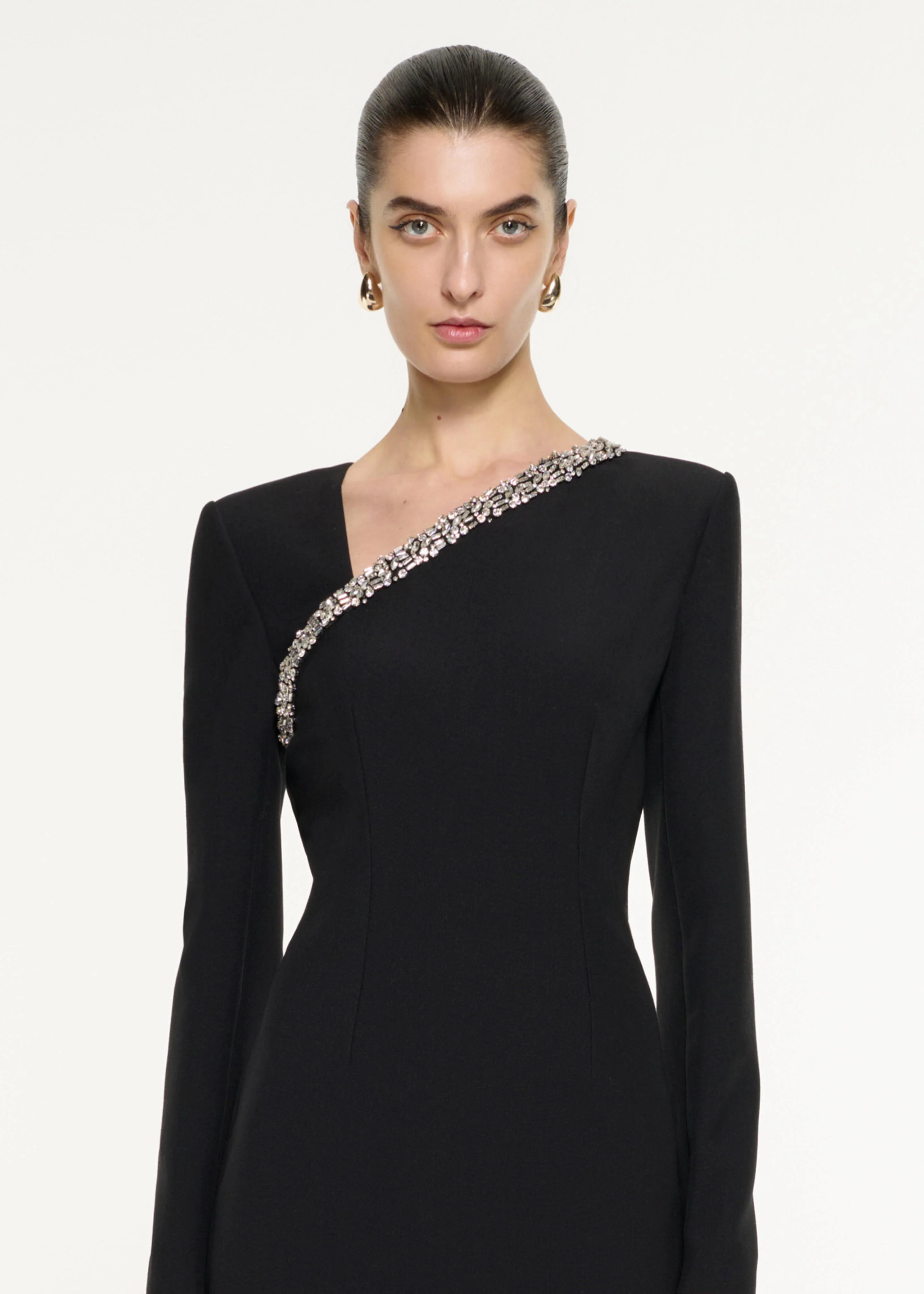 Embellished Asymmetric Crepe Gown - Image 4