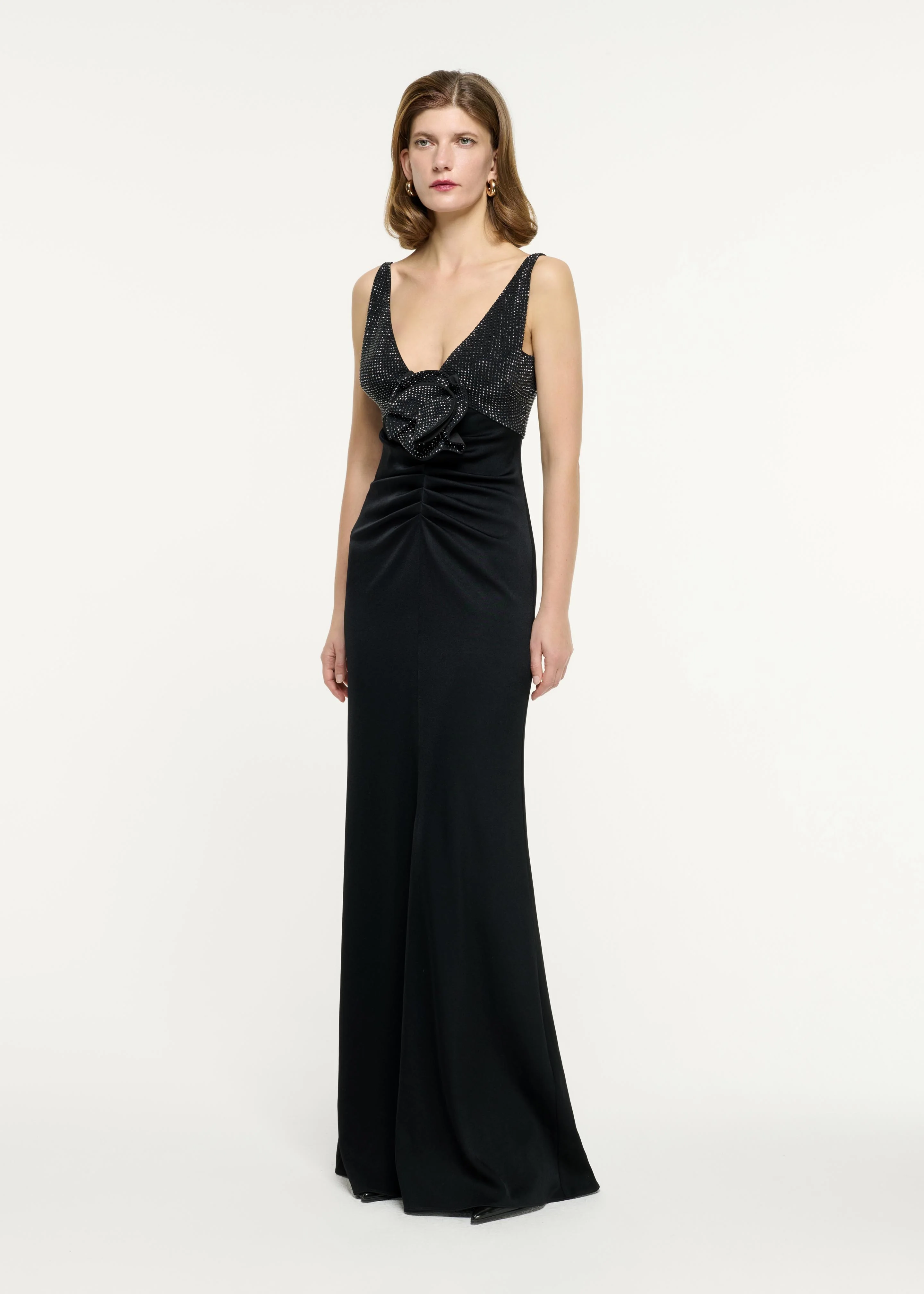 Embellished Flower Satin Crepe Gown - Image 2