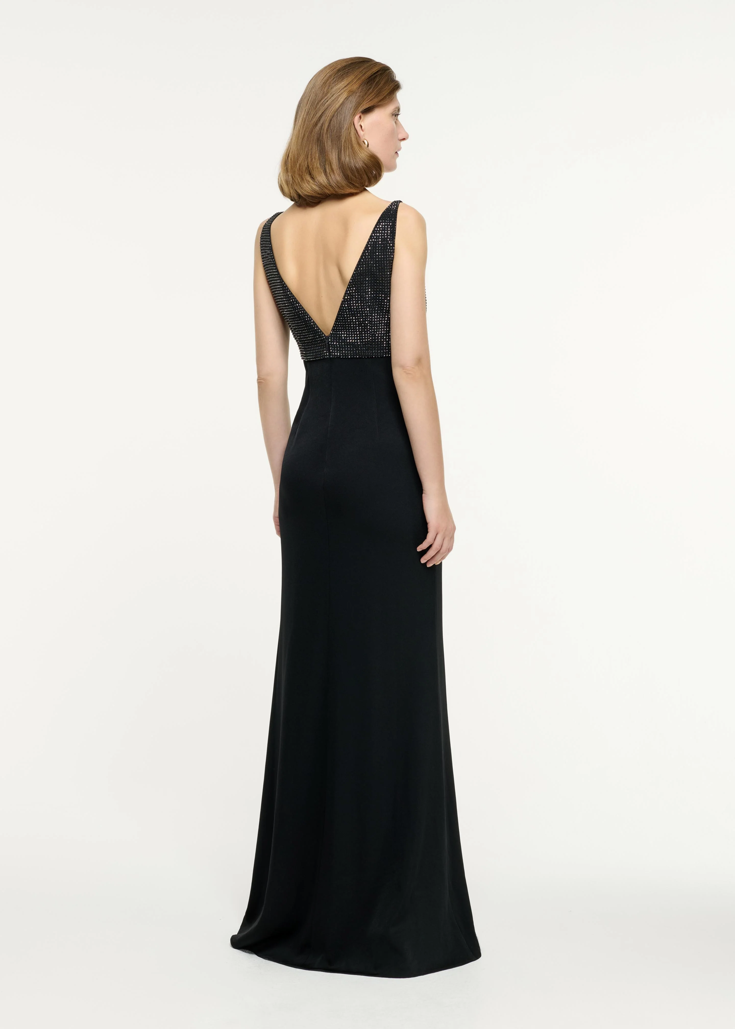 Embellished Flower Satin Crepe Gown - Image 3